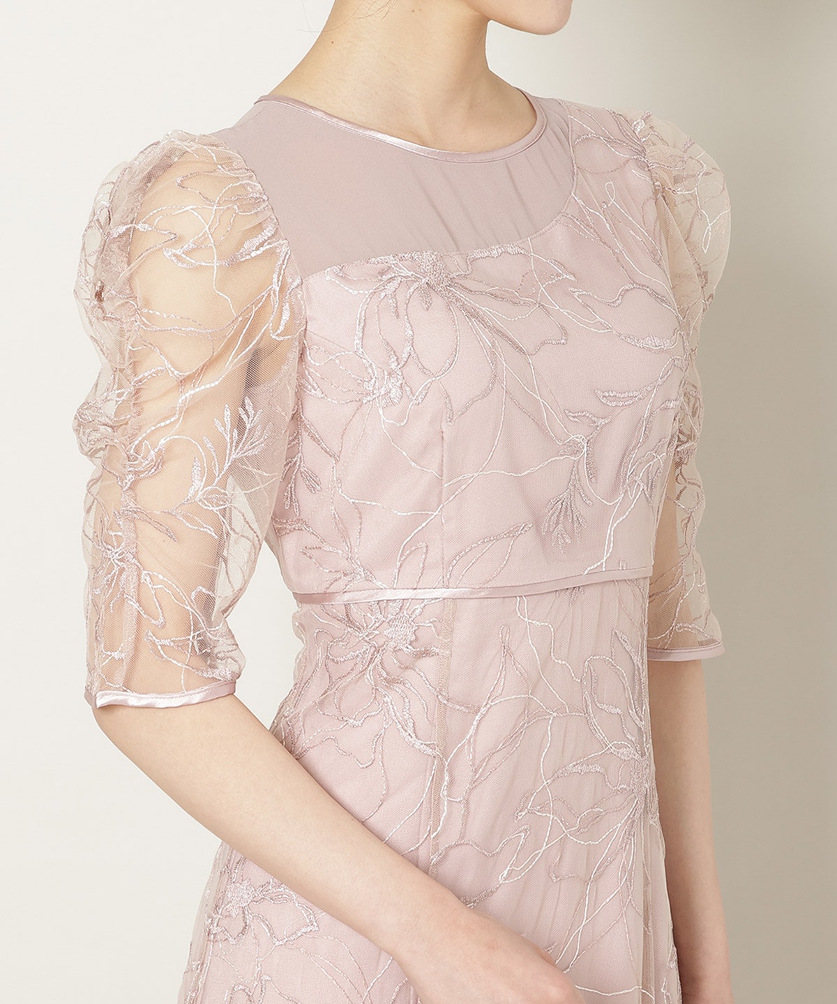 刺繍レースアシンメトリーマーメイドワンピース