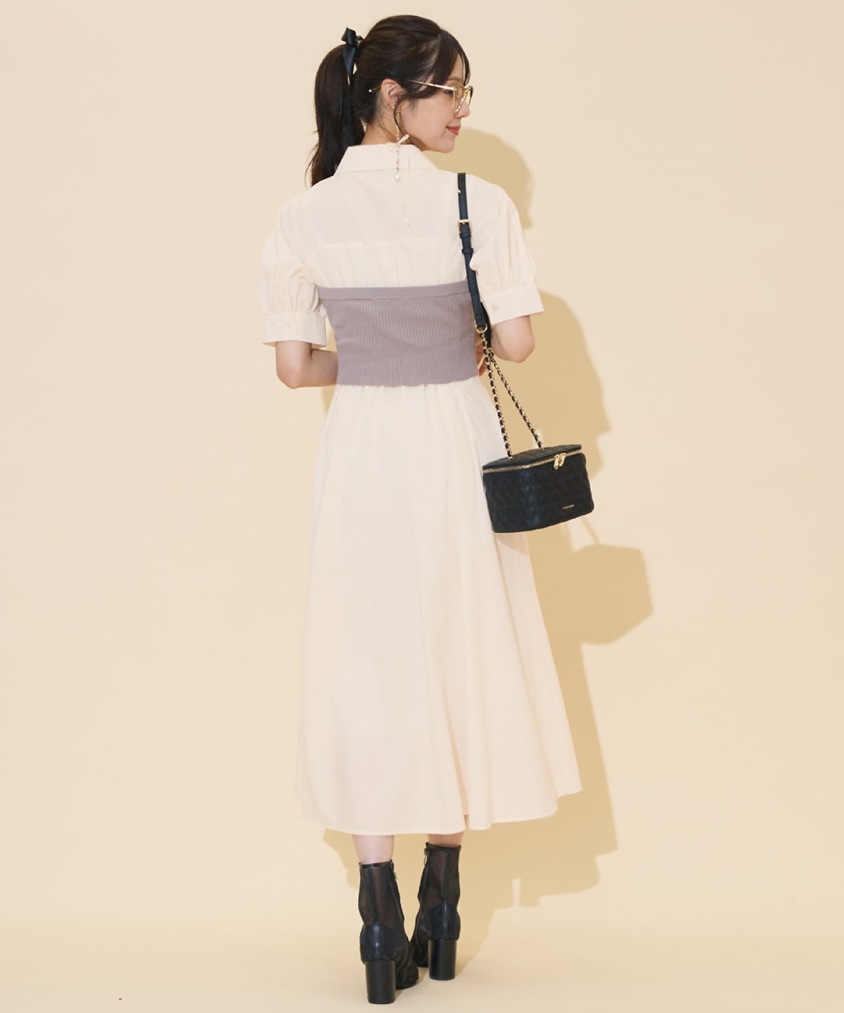 ビスチェレイヤードタックシャツワンピース