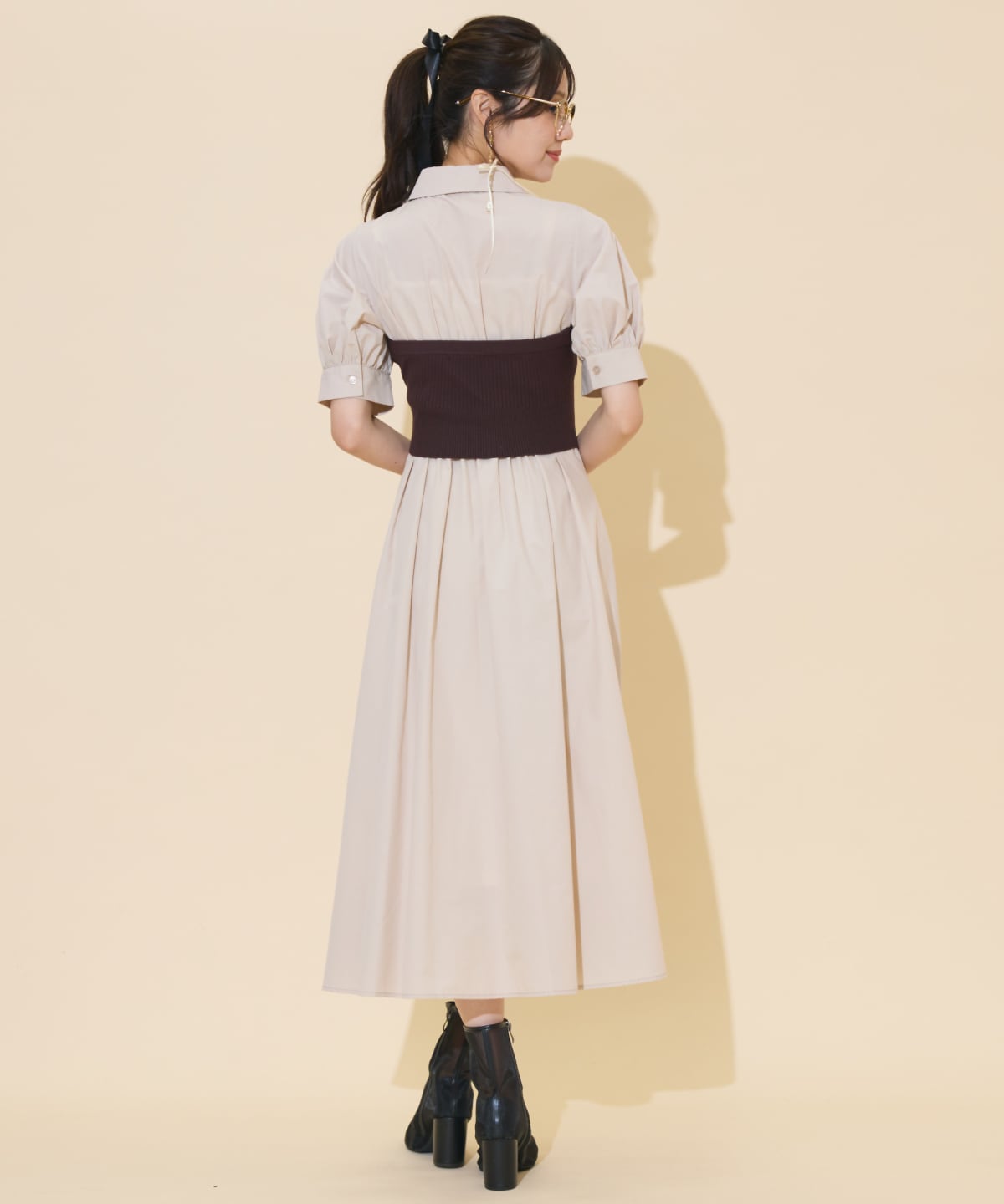 ビスチェレイヤードタックシャツワンピース