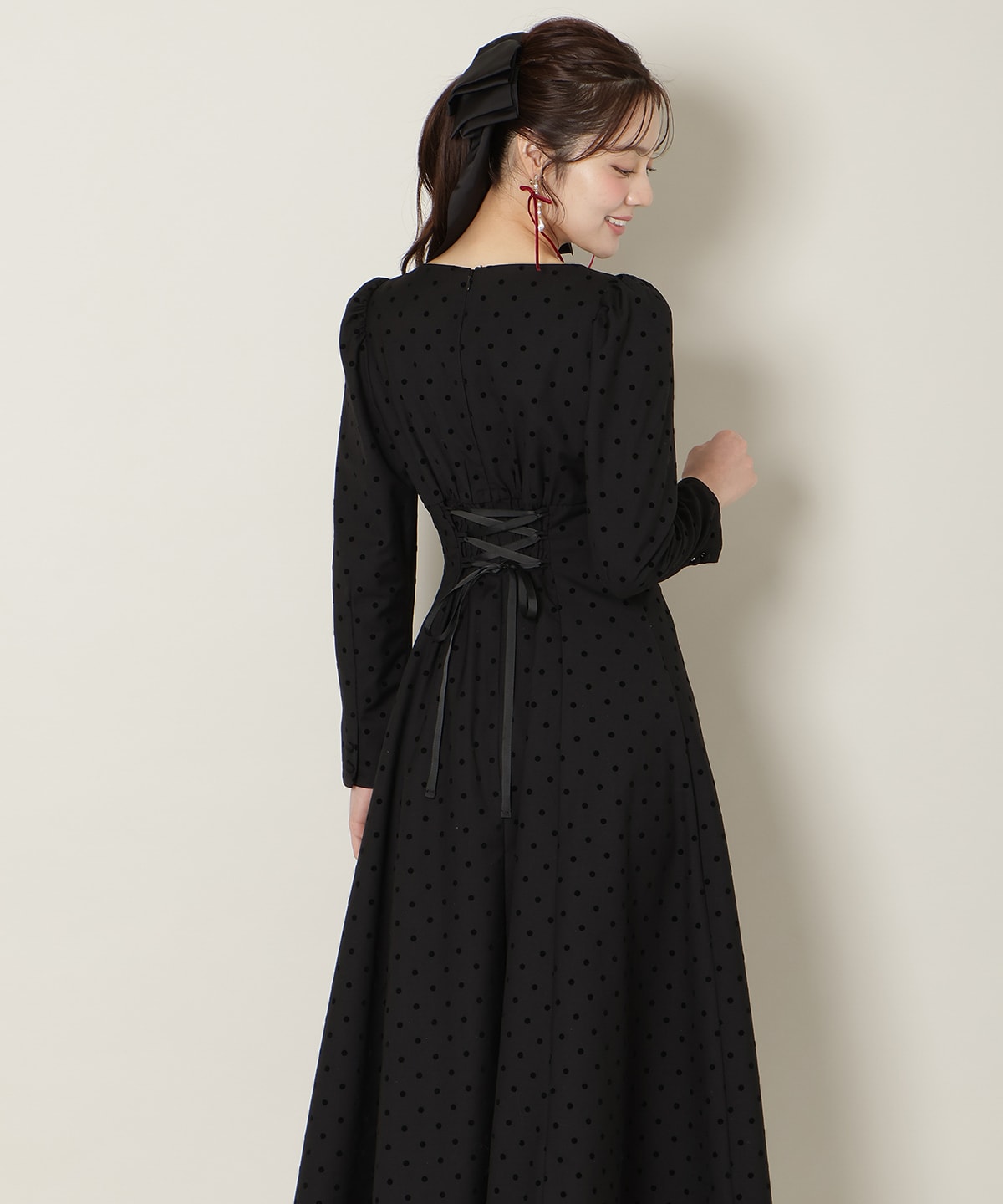 ドットフロッキーフレアワンピース
