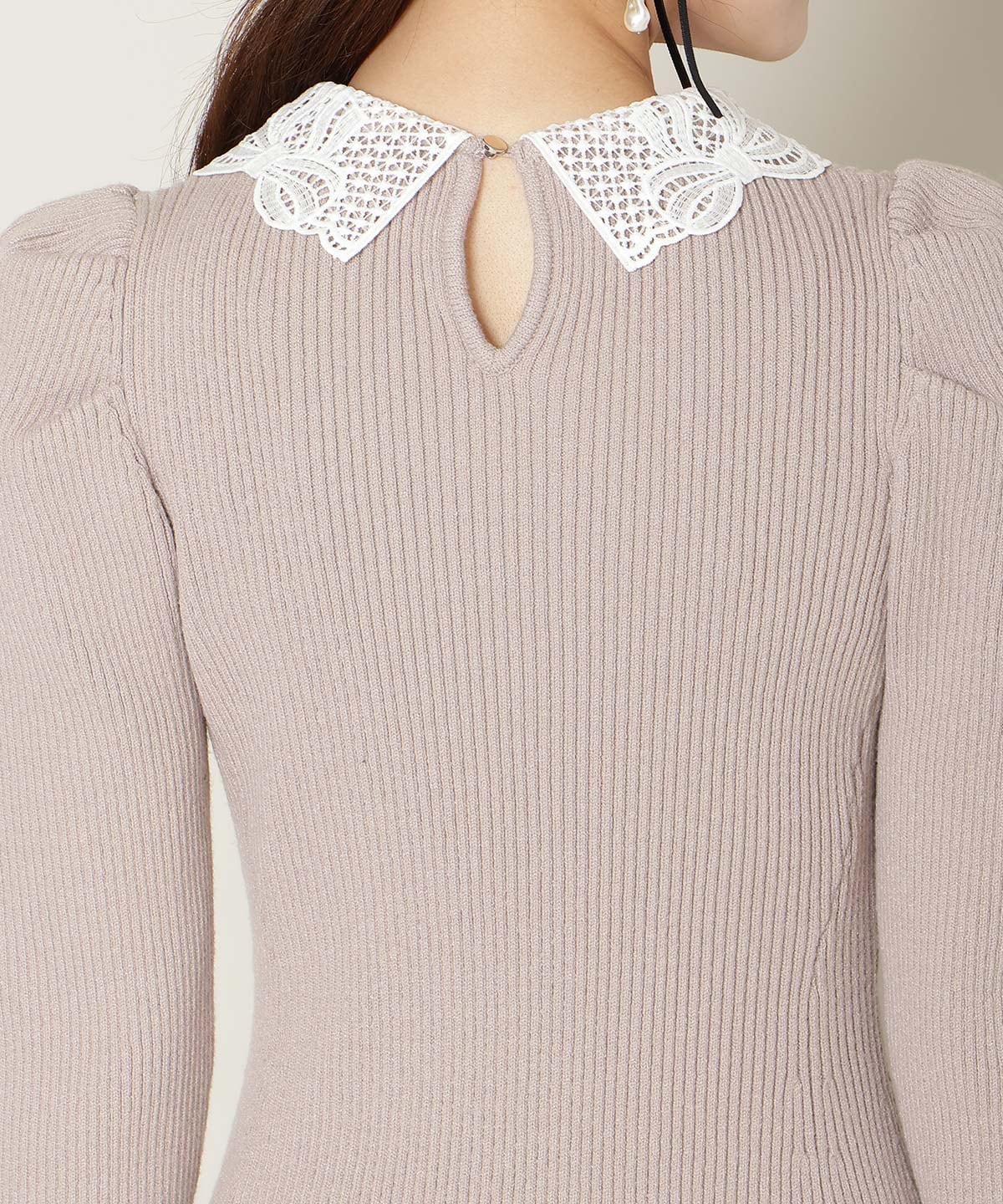 【12/5(fri)10時発売】リボンレースカラーニットワンピース