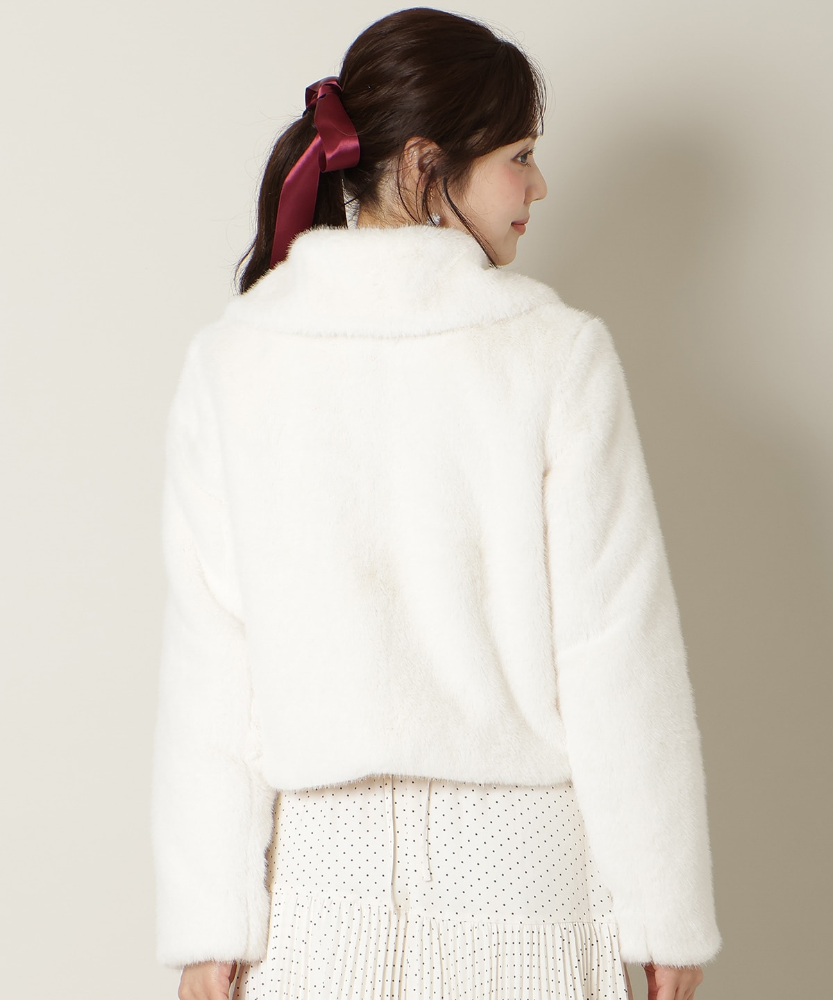 ステンカラーエコファーショートジャケット