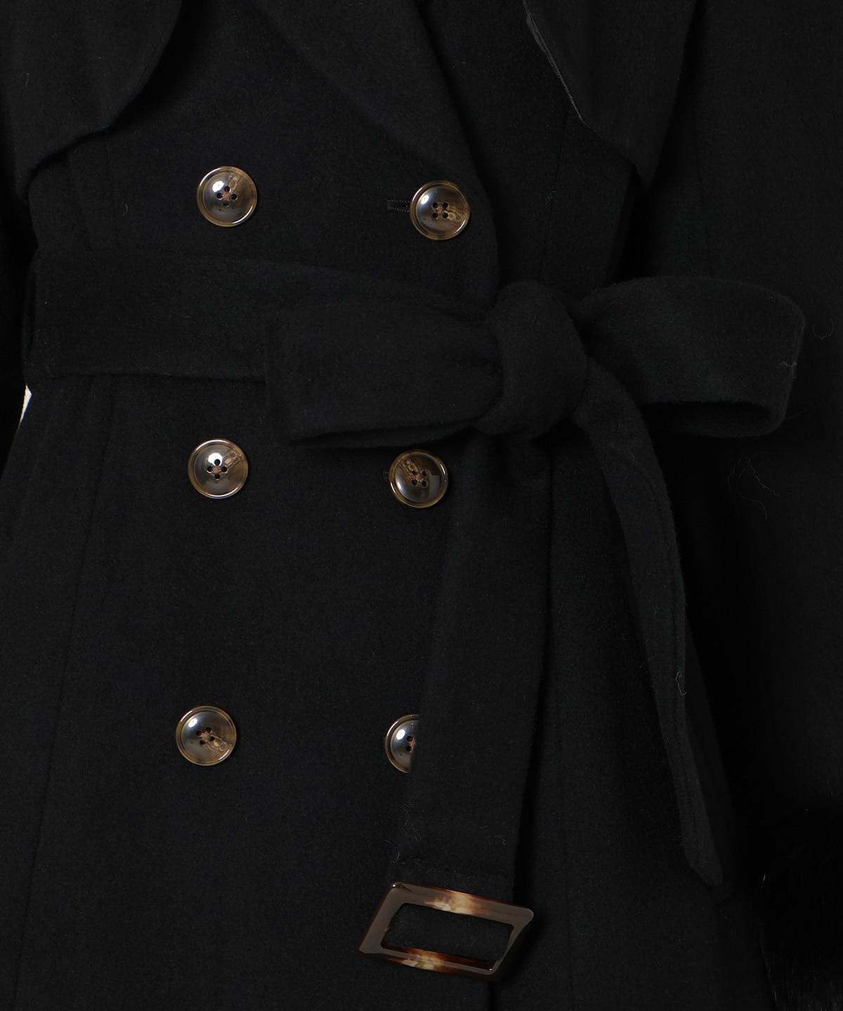 リアルファー付きウールフレアコート