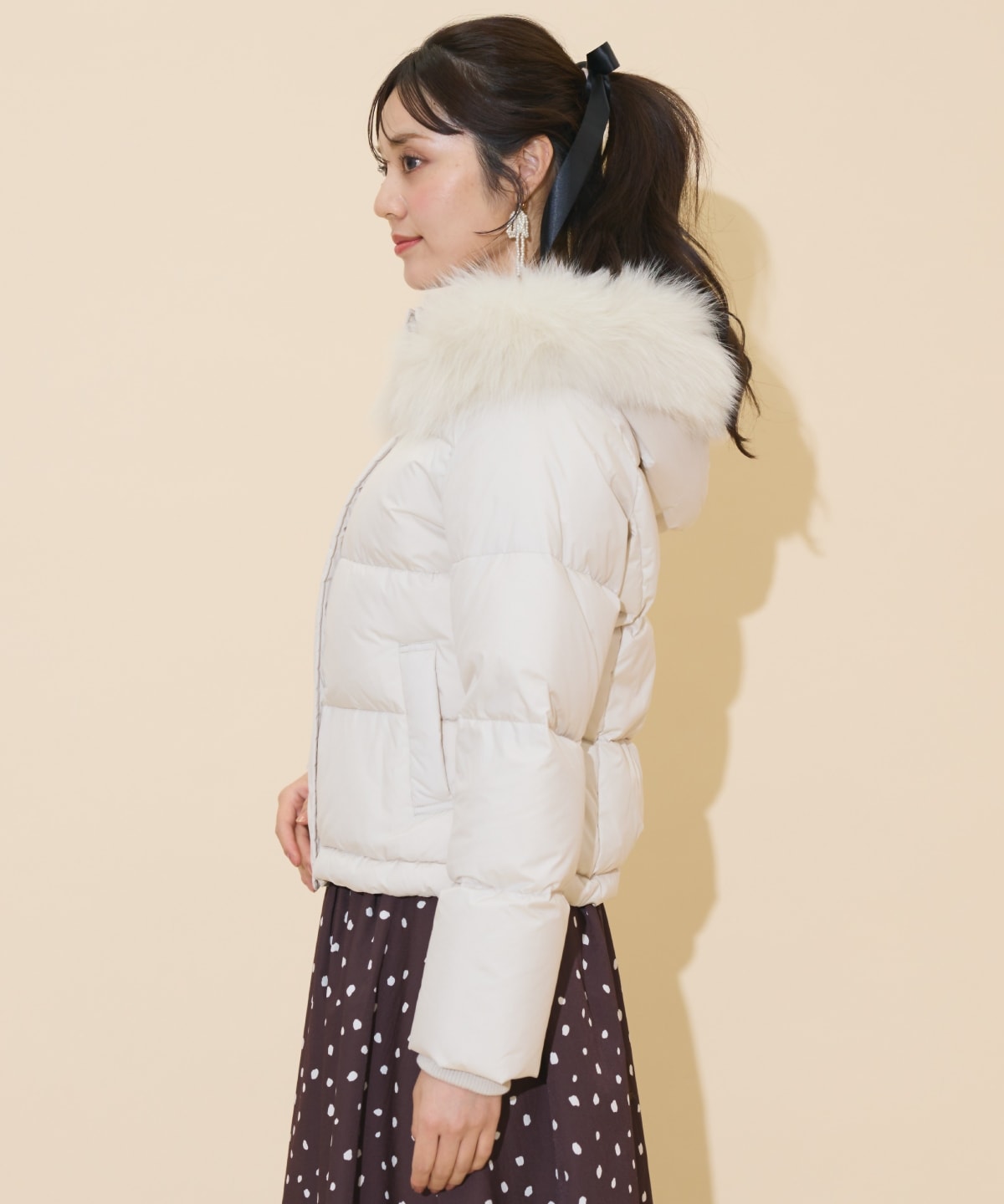 ファー付きショートダウン