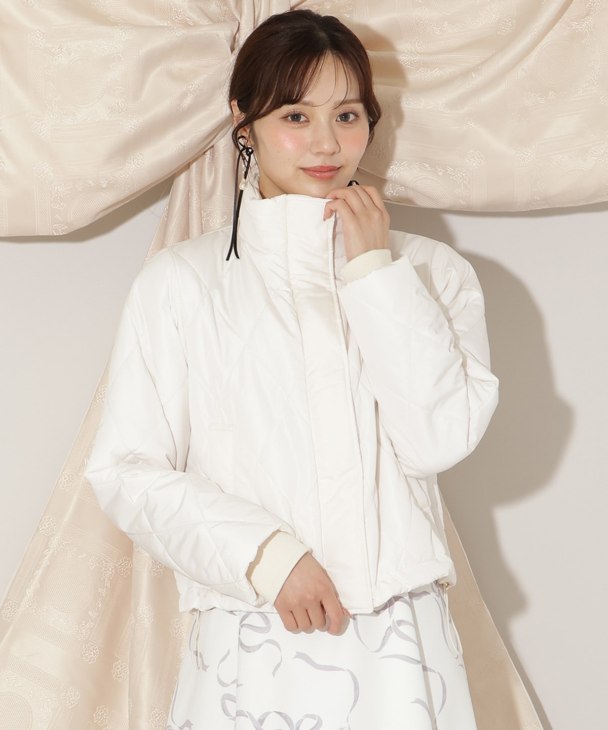 ダイヤキルティングリボン中綿ブルゾン