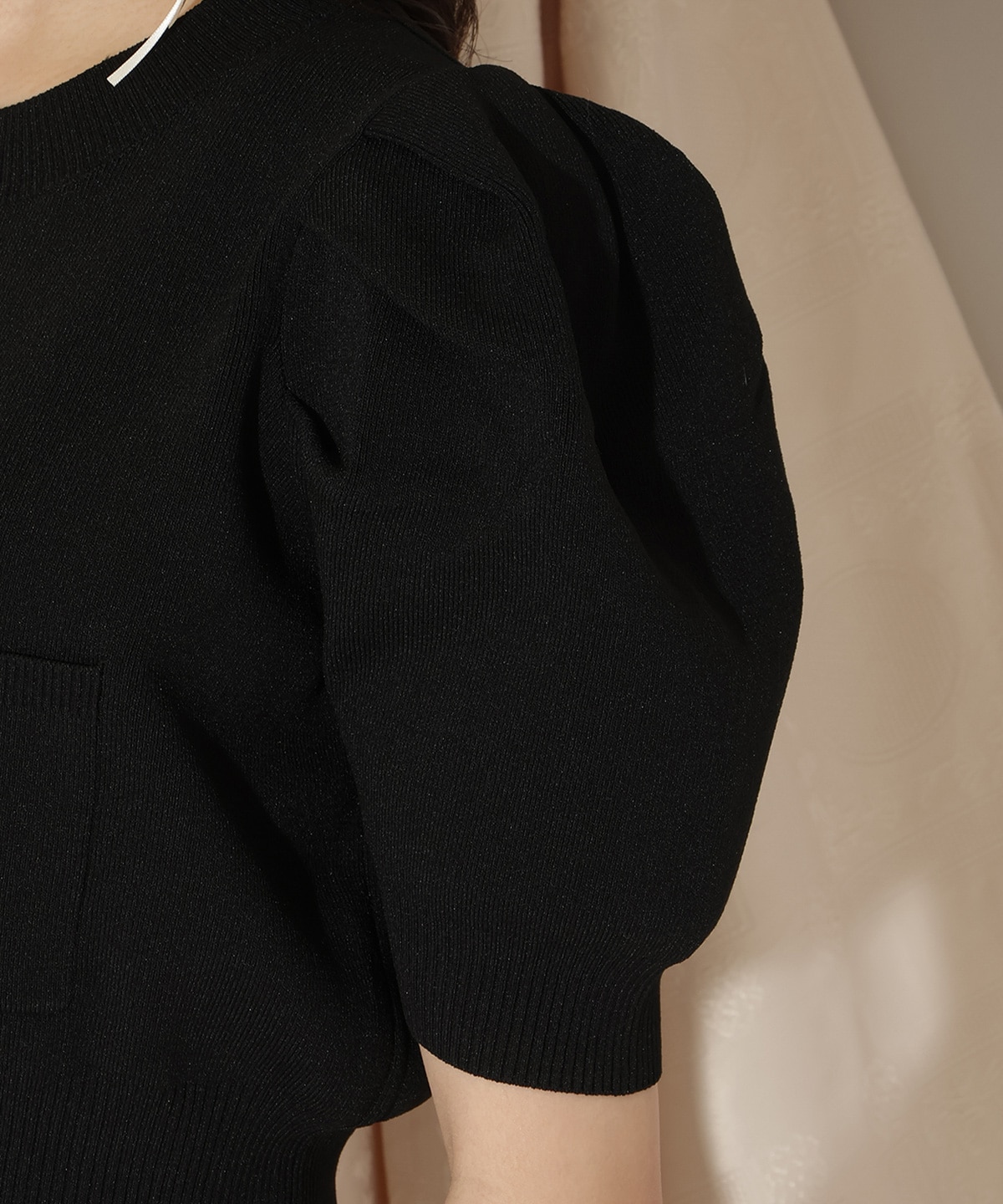 ビジューリボンタックスリーブカーディガン