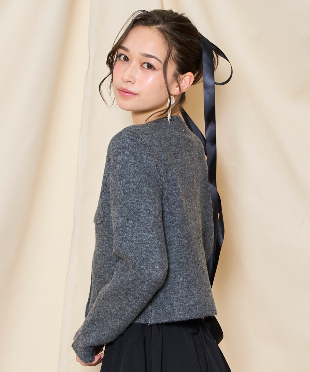 【再入荷予約受付中】モヘアライクニットジャケット