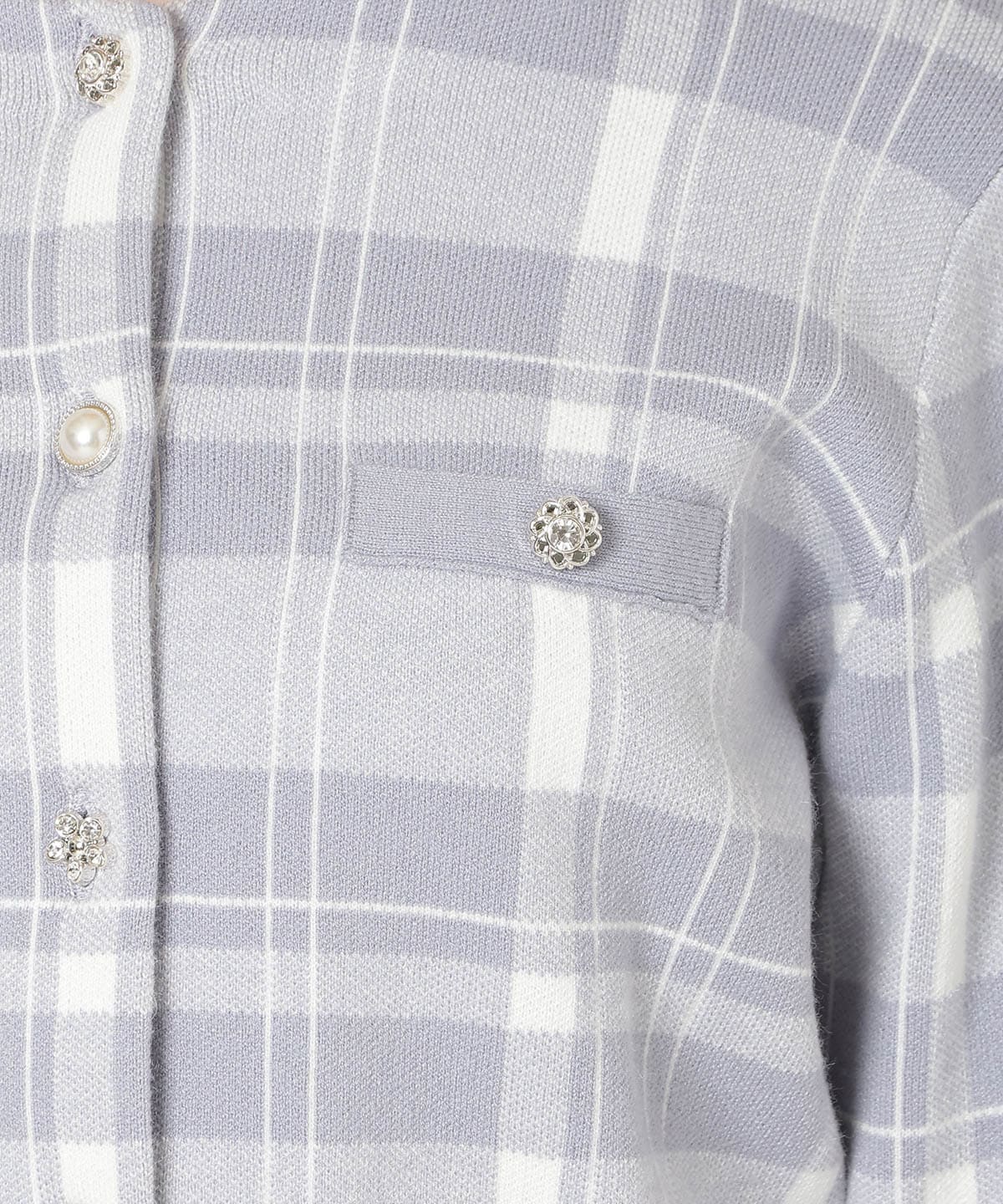 【新色追加】チェック柄ファーカフスカーディガン