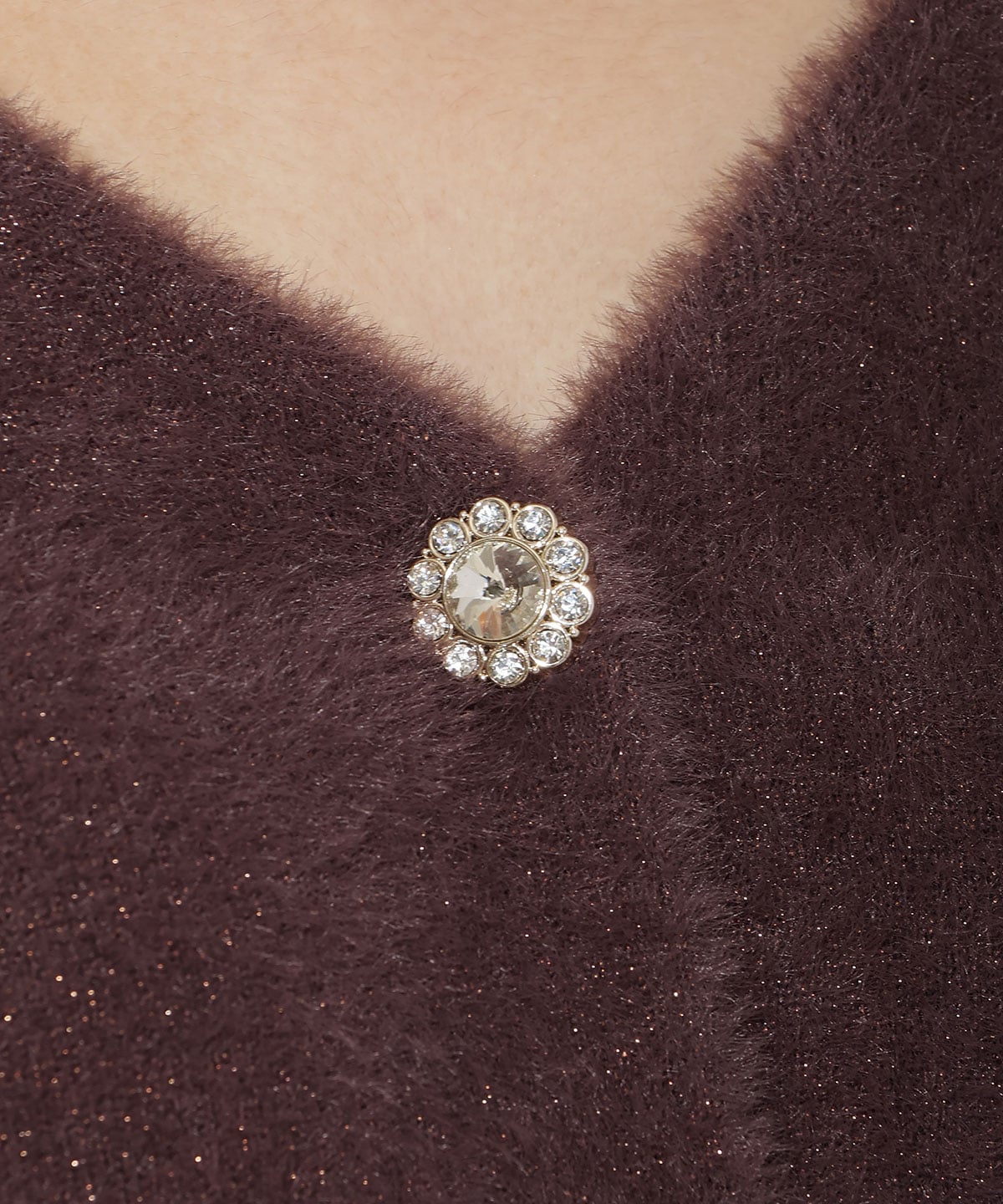 アソートボタンラメフェザーカーディガン