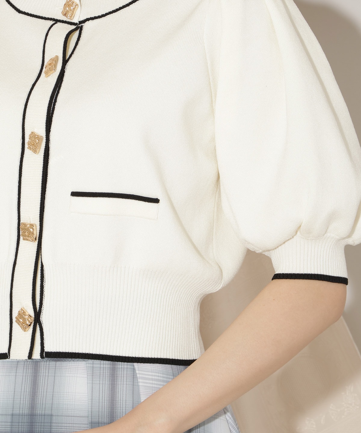 配色ラインタックスリーブカーディガン