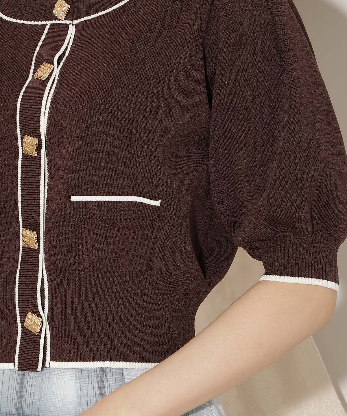 配色ラインタックスリーブカーディガン