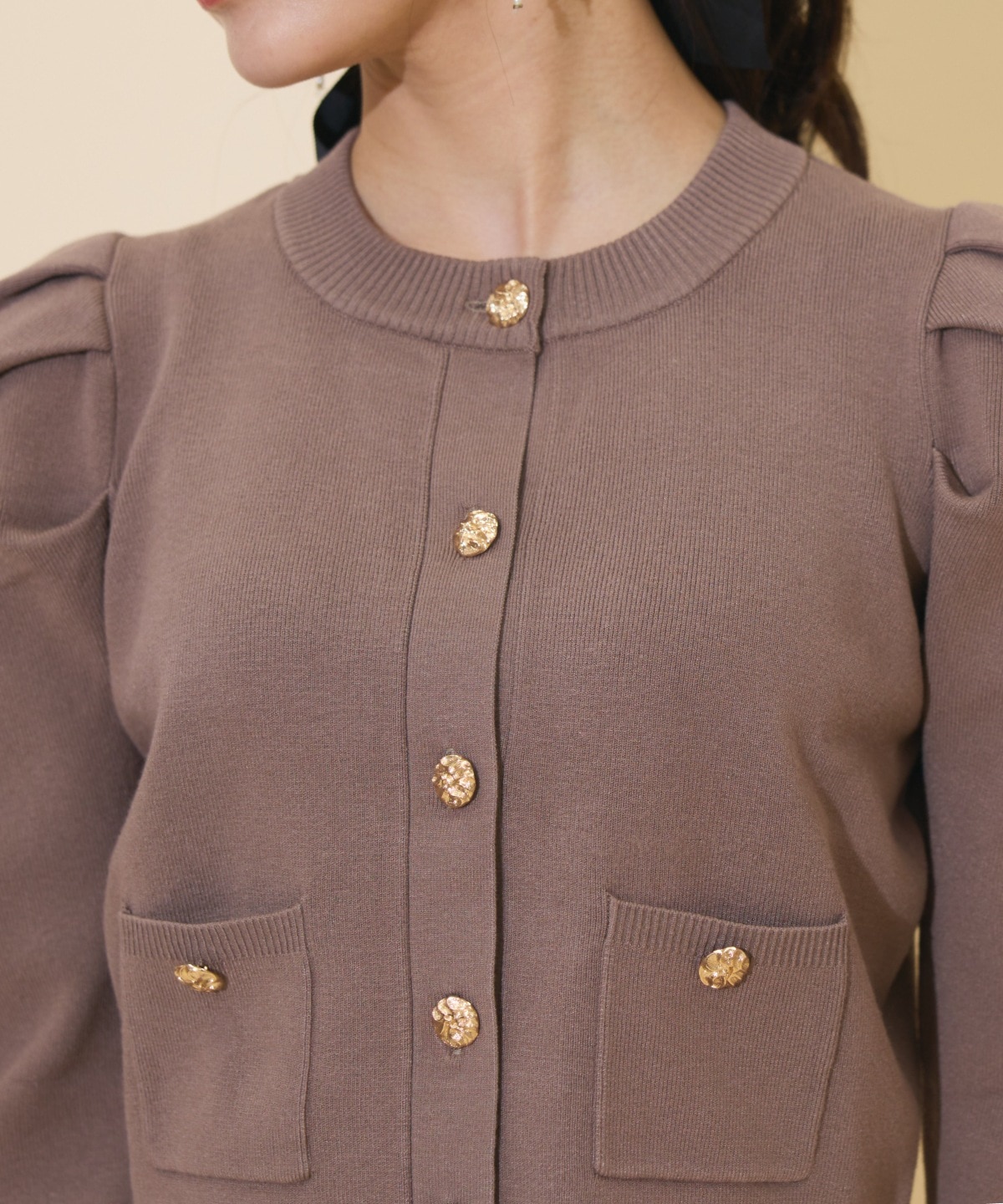 タックスリーブニットカーディガン