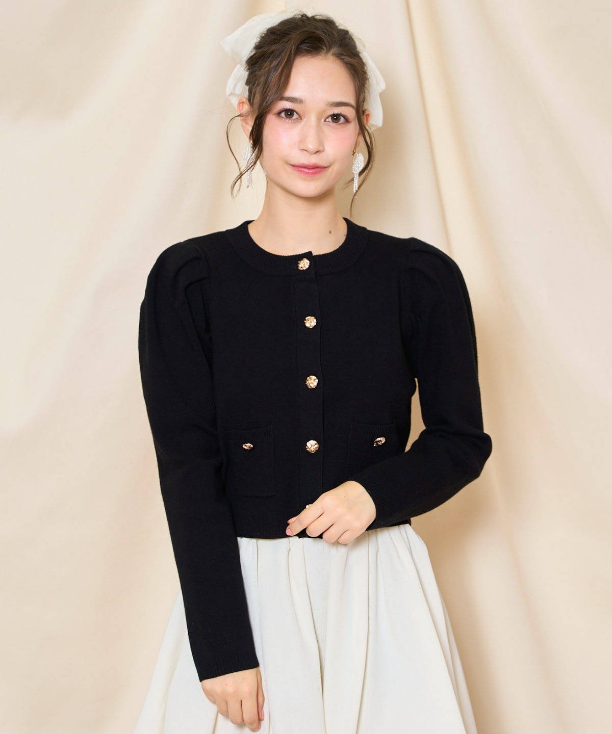 タックスリーブニットカーディガン