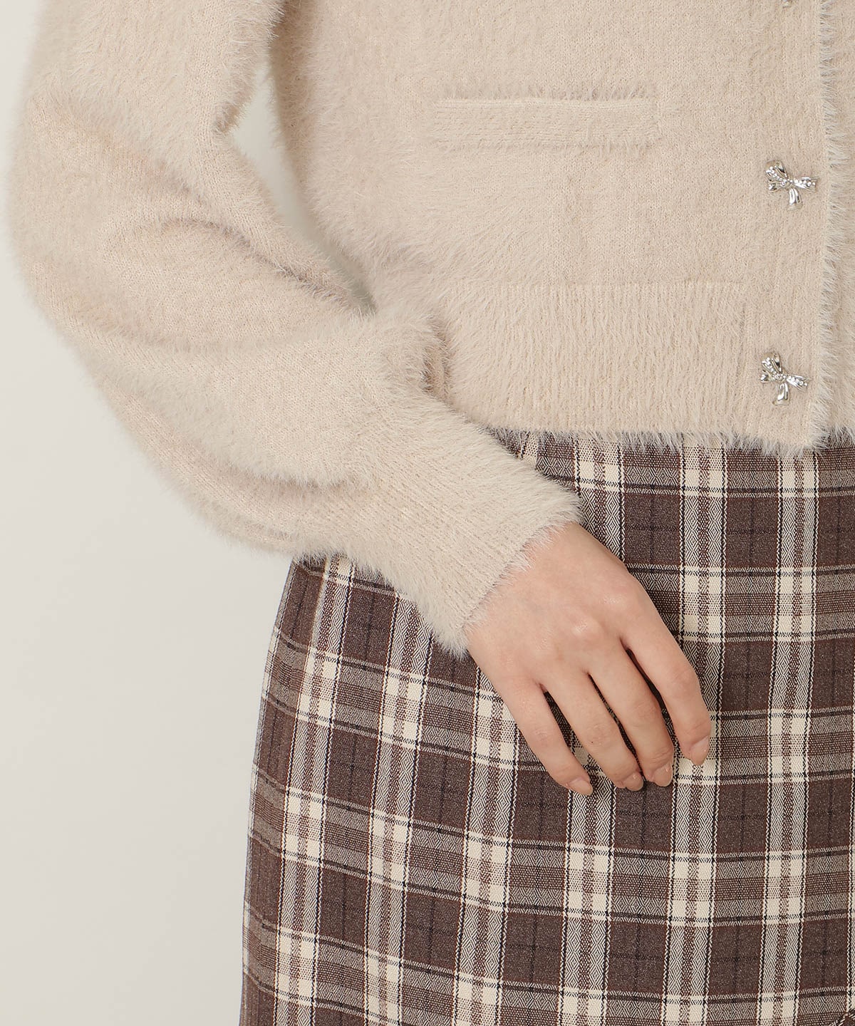 【1/1(thu)10時発売 New Year's Item】リボンボタンフェザーカーディガン