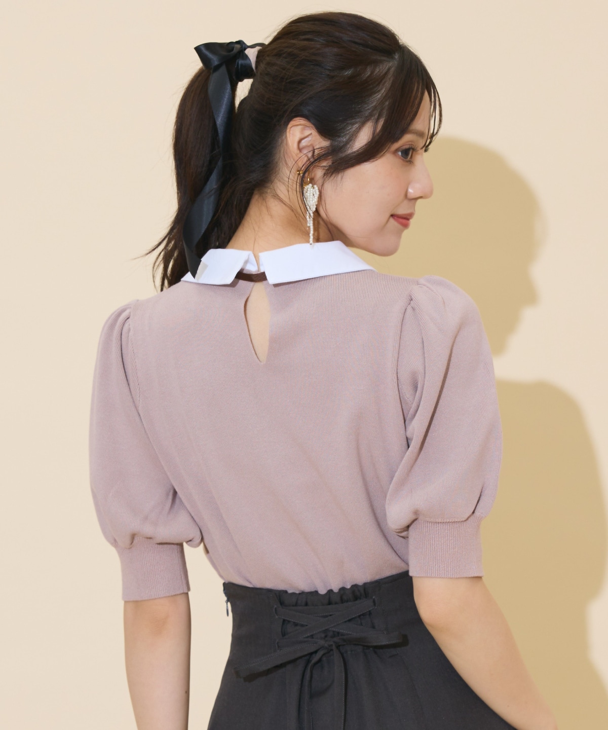 レースラッフルプルオーバー