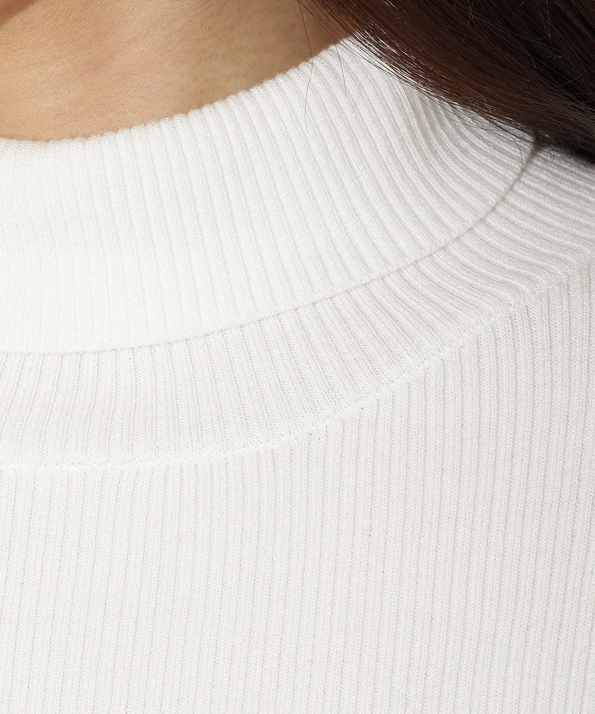 袖口リボンリブタートルニット