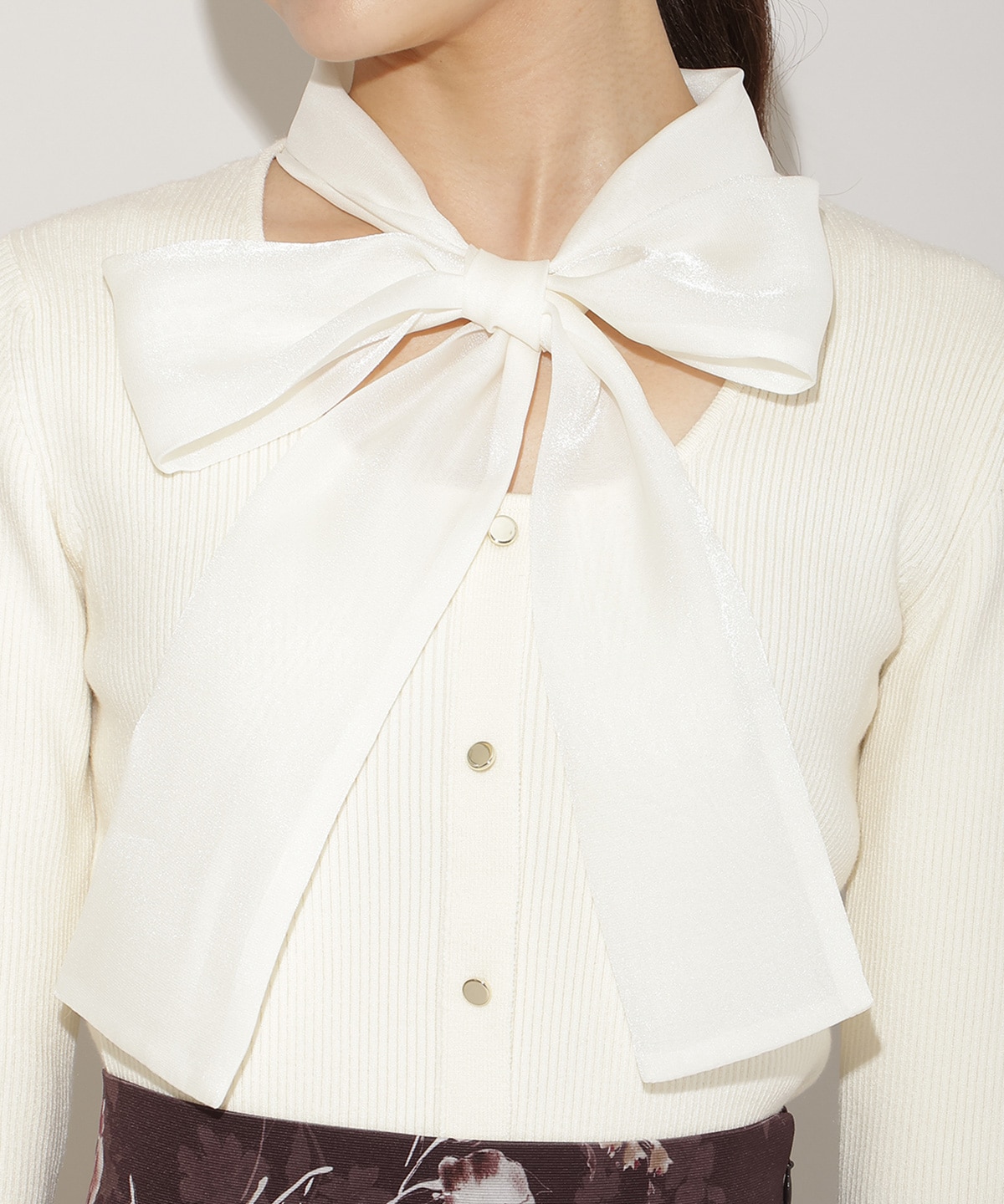 シアーリボンニット