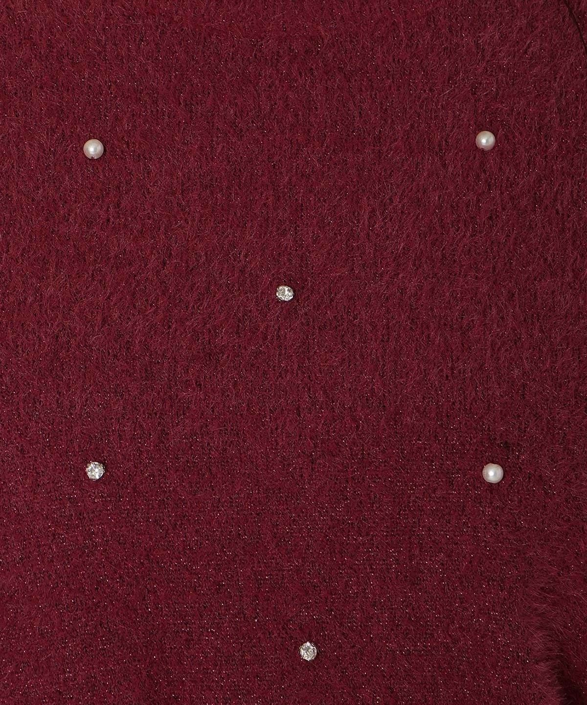 パールビジューフェザーニットトップス