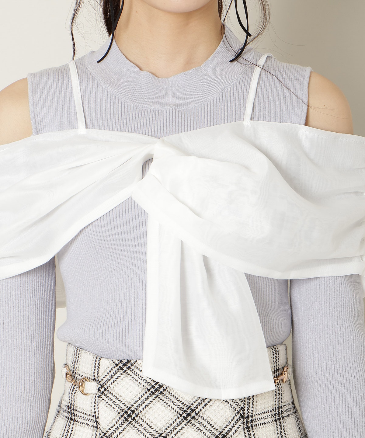 リボンビスチェドッキングリブニット