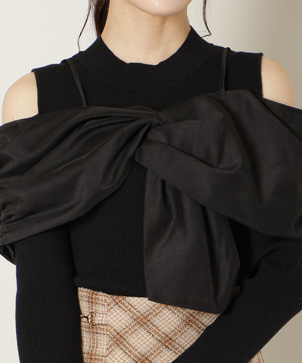 リボンビスチェドッキングリブニット