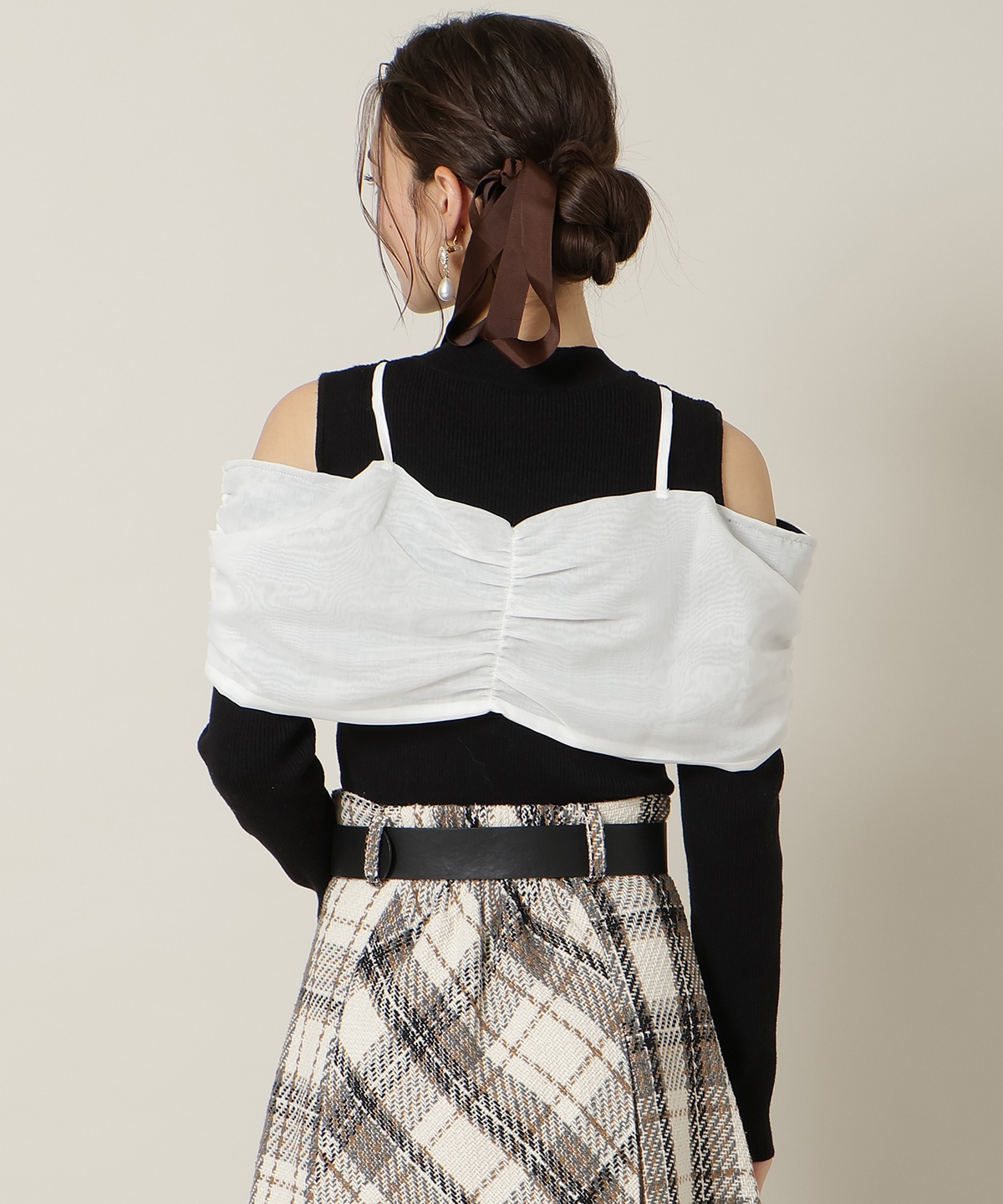 リボンビスチェドッキングリブニット