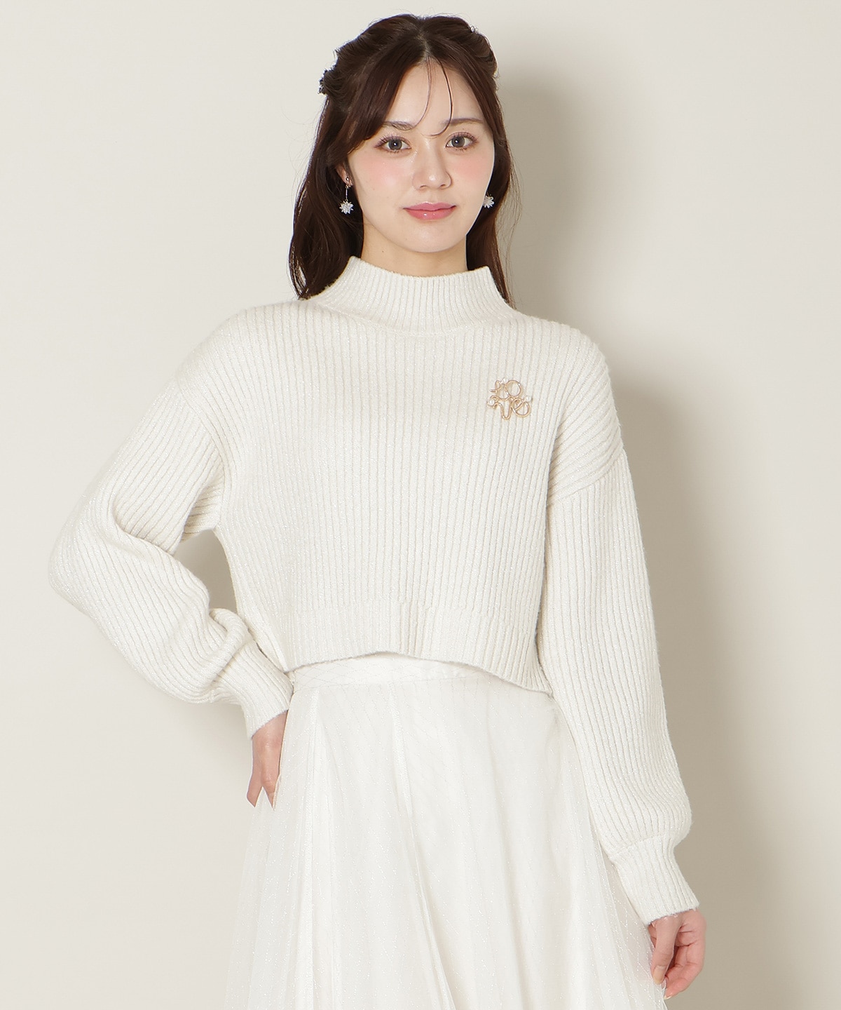 【12/5(fri)10時発売】ブローチ付きクロップドラメニット