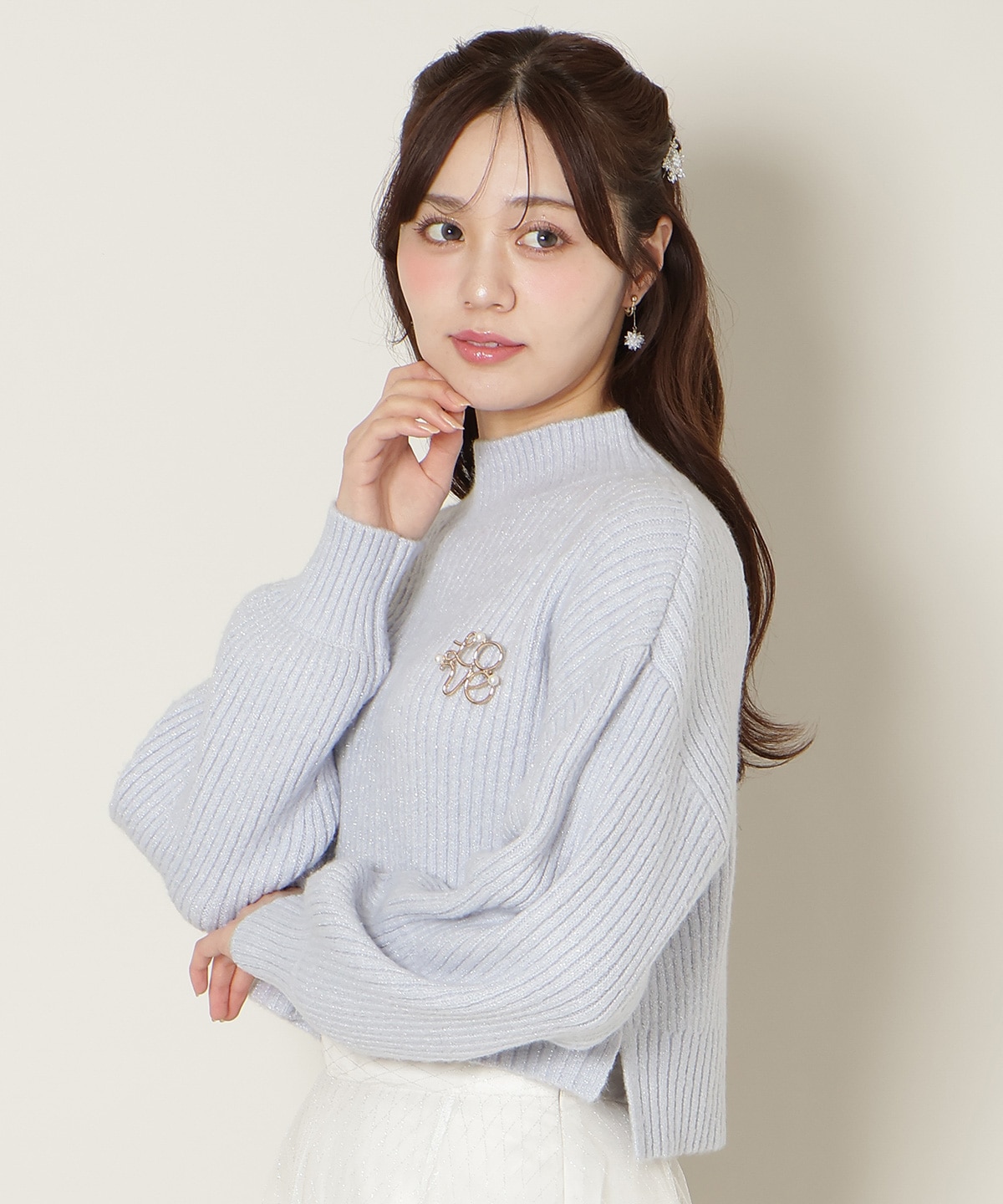 【12/5(fri)10時発売】ブローチ付きクロップドラメニット