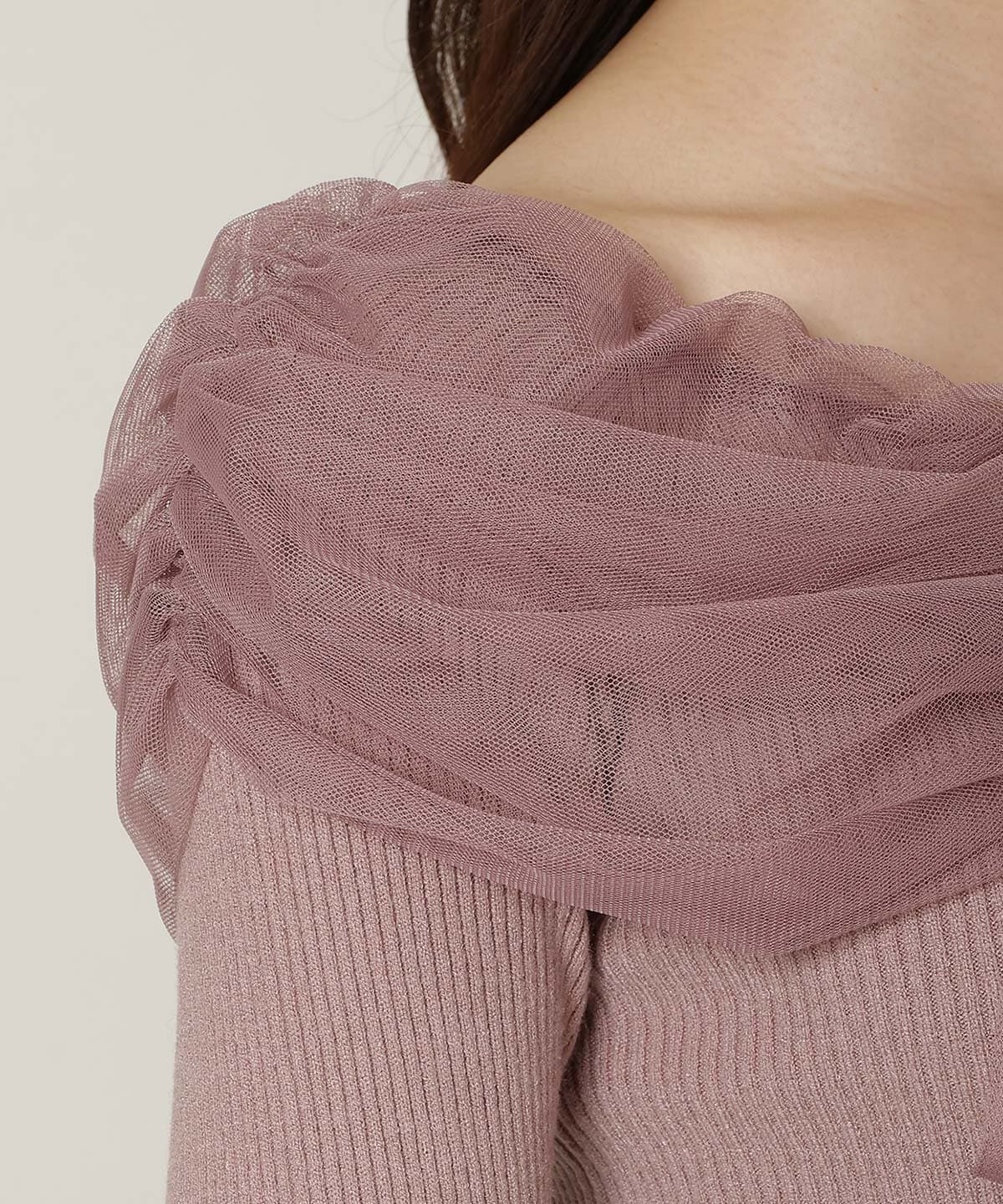 【12/5(fri)10時発売】リボンチュールレイヤードリブニット