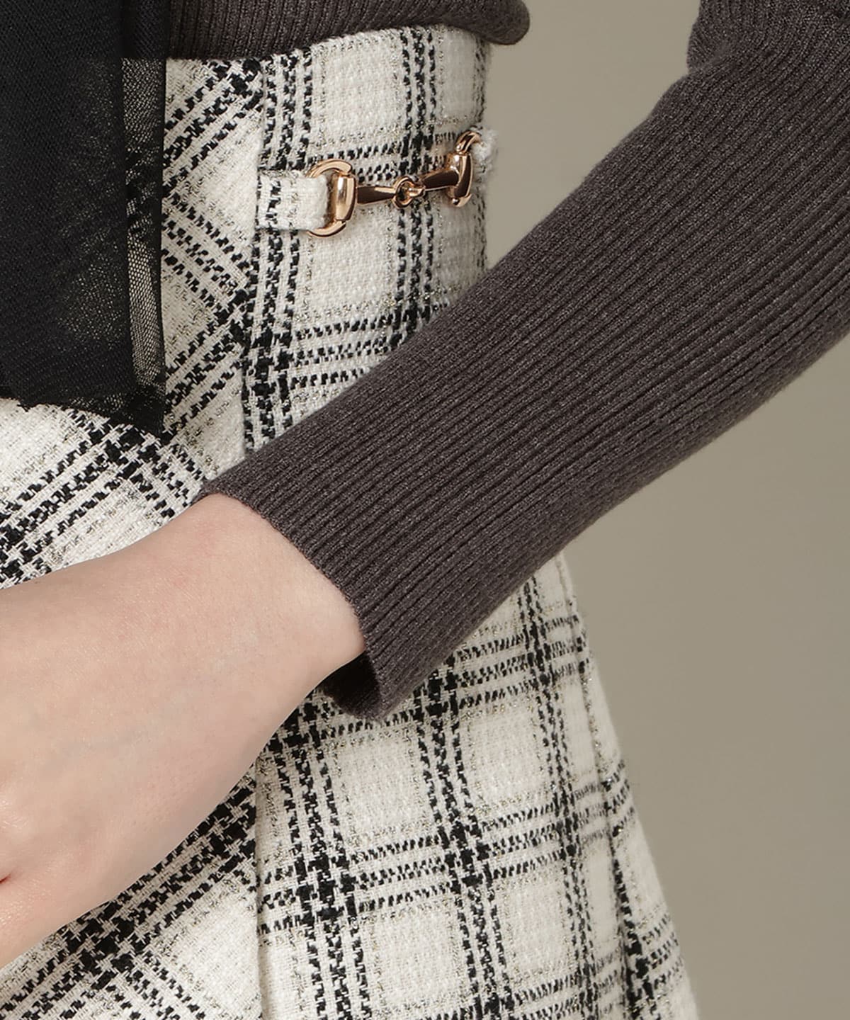 【12/5(fri)10時発売】リボンチュールレイヤードリブニット