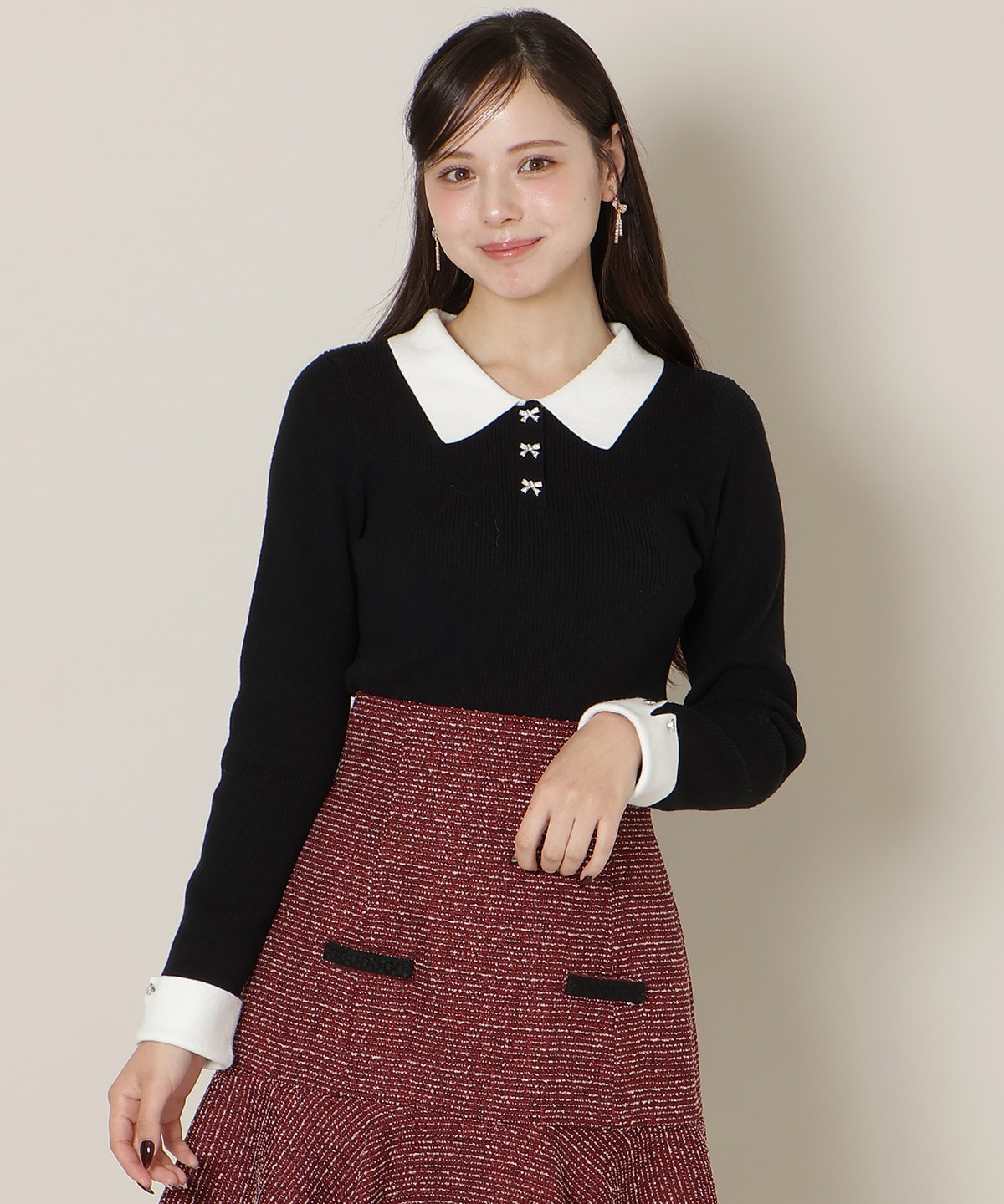 【1/1(thu)10時発売 New Year's Item】ポロカラーリブニット