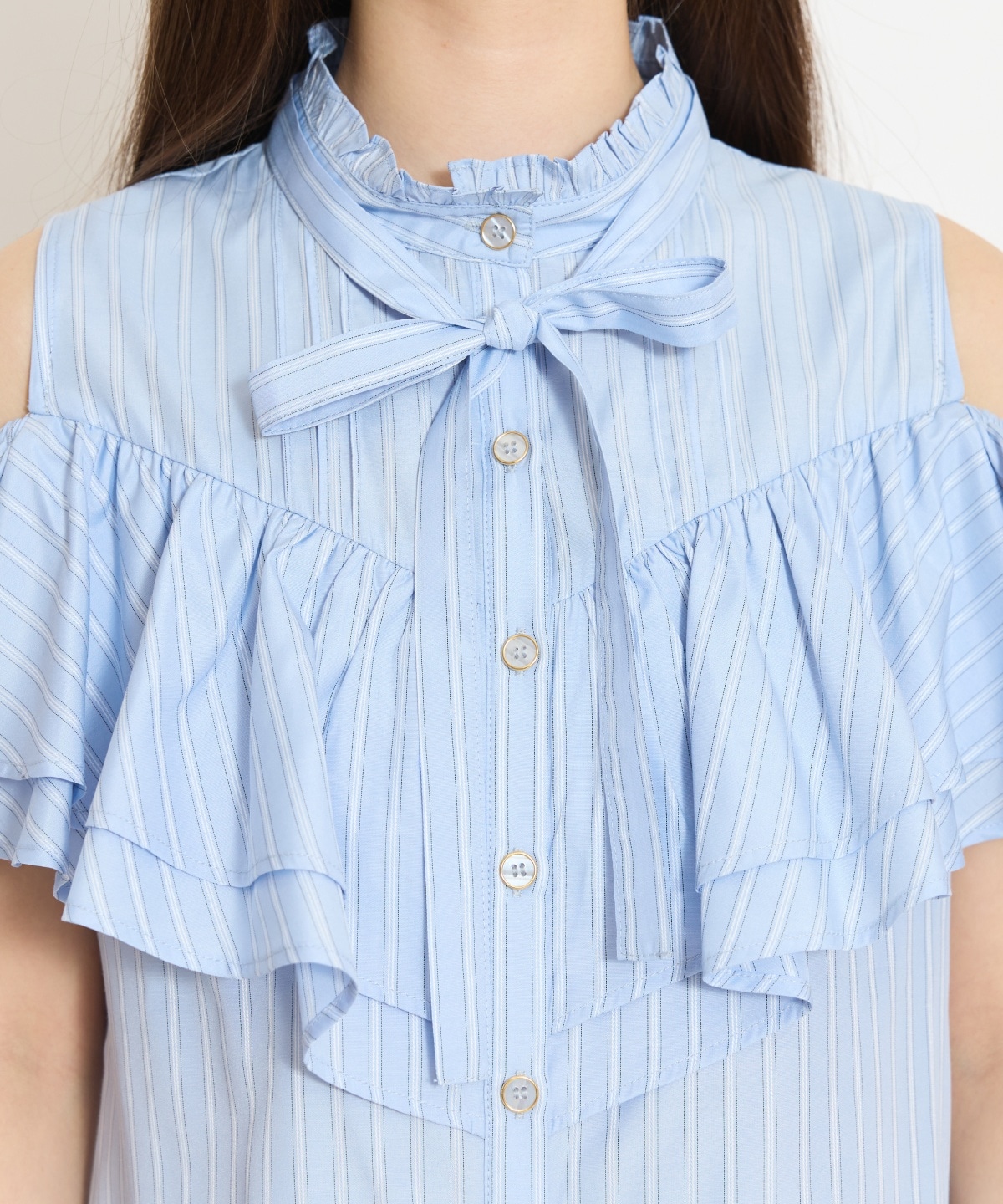 スタンドフリル２WAYスリーブブラウス