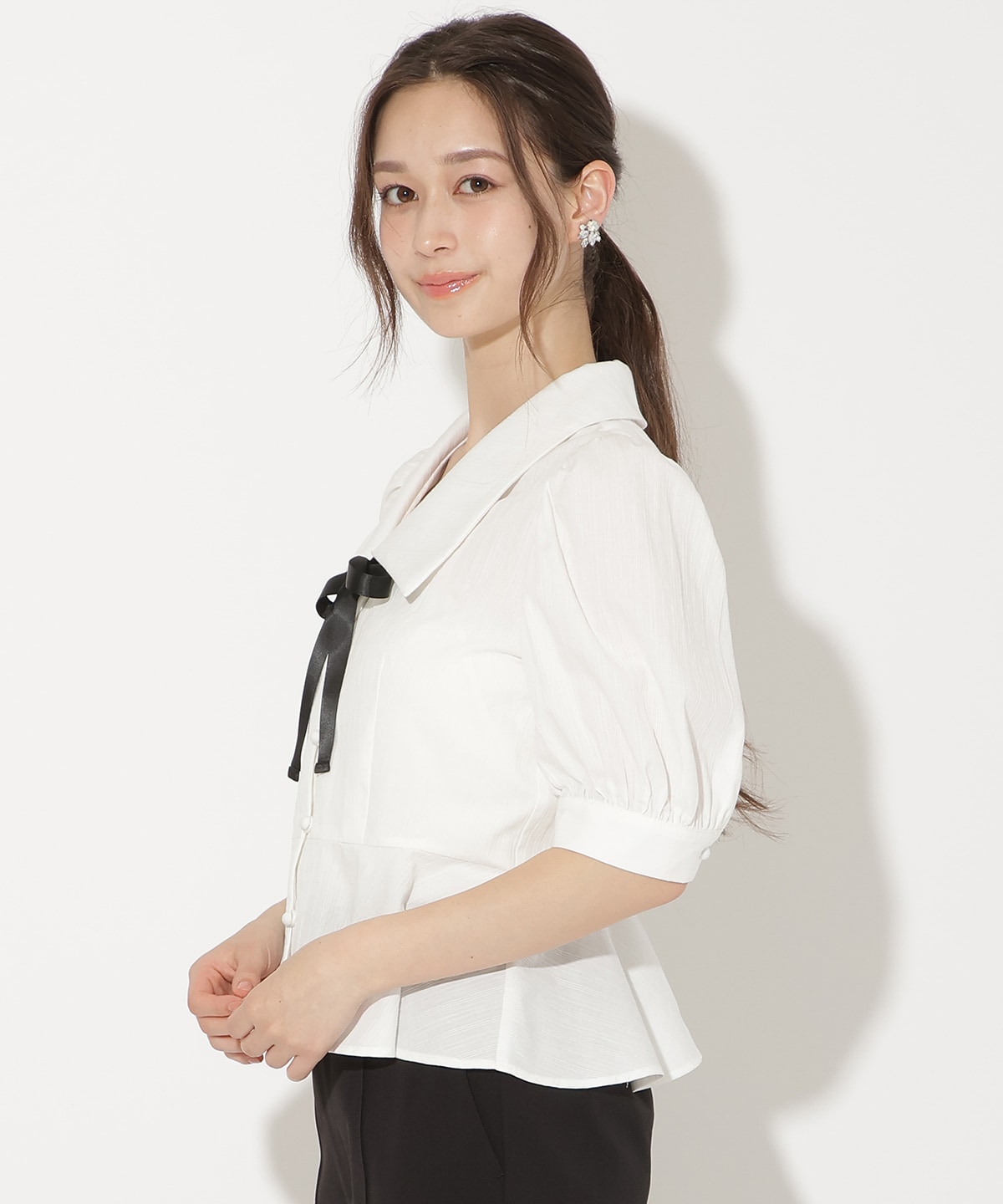 【新色追加】パフスリーブペプラムブラウス