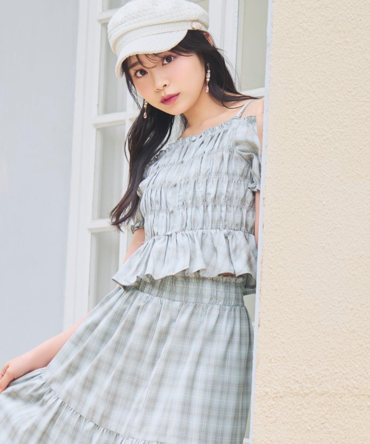 【7/3(fri)10時発売】シャーリングチェックブラウス