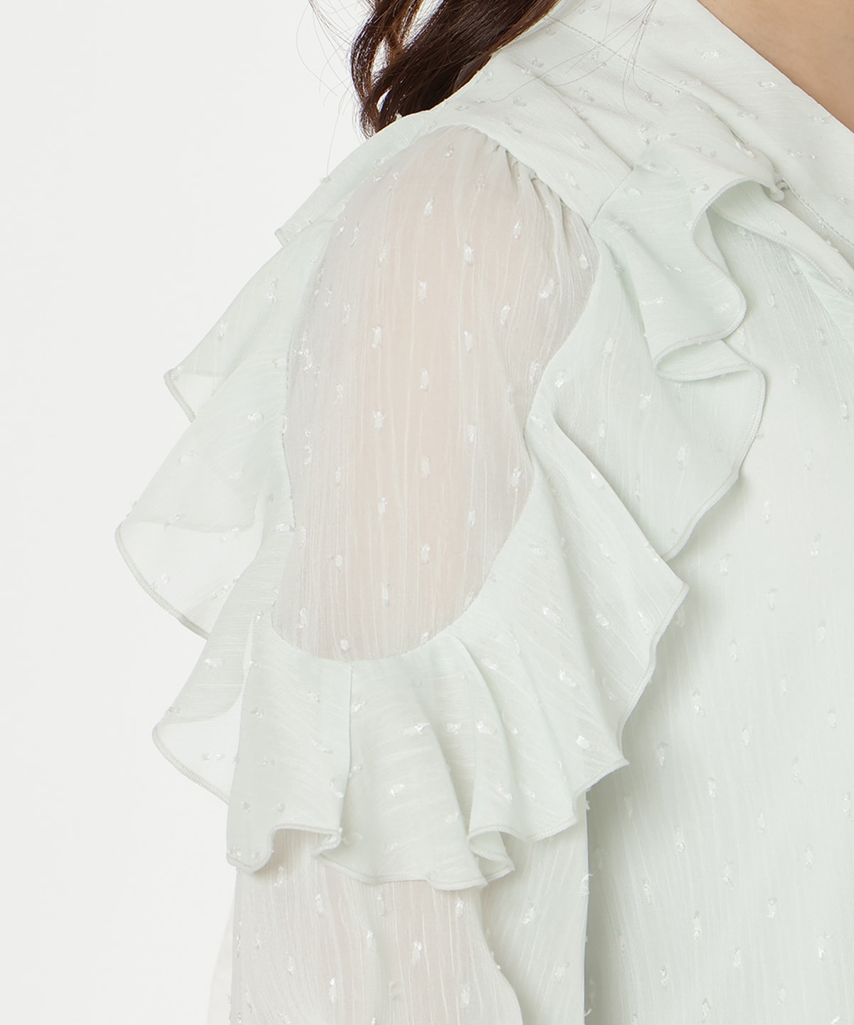 ドビードットフリルブラウス