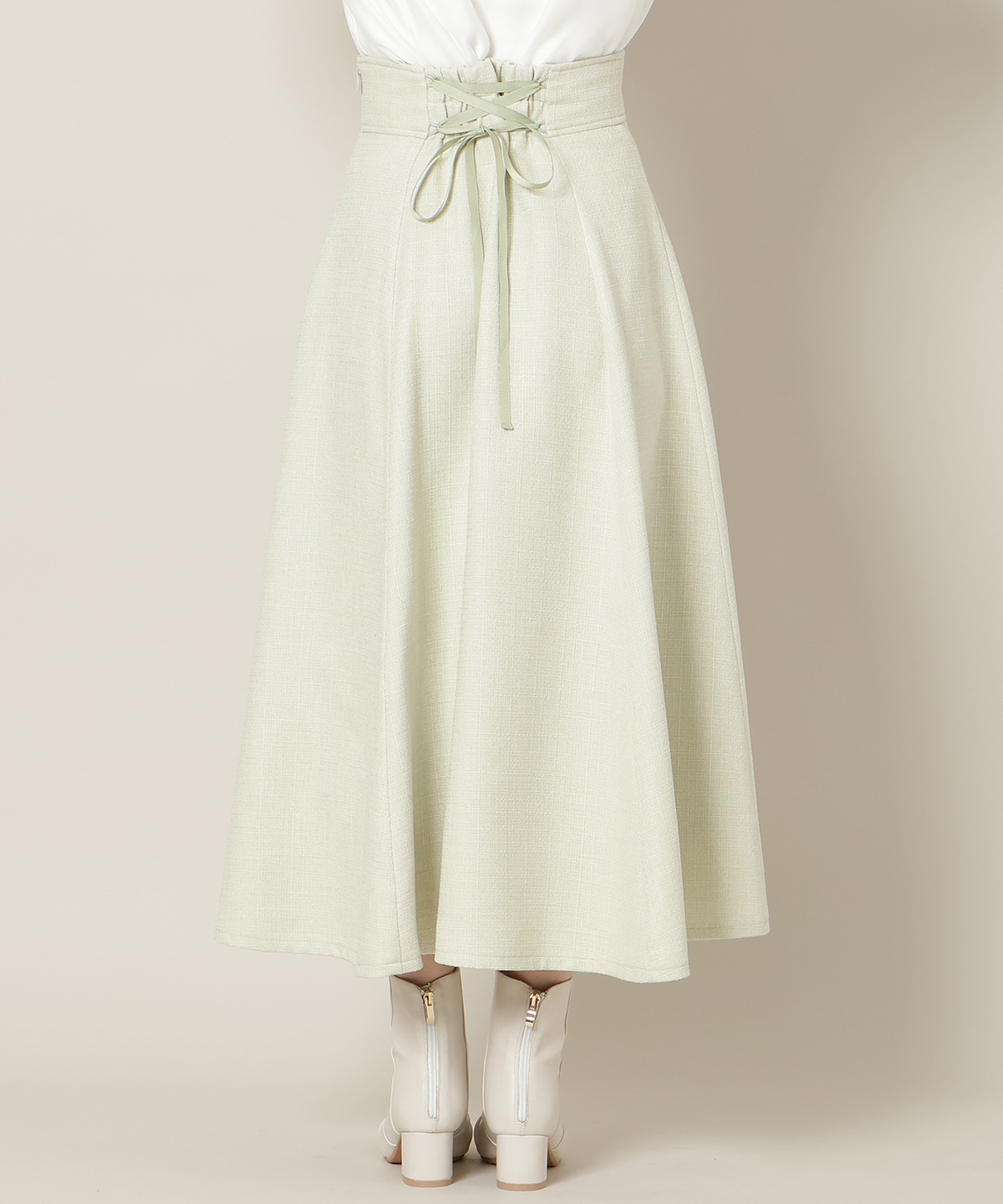 ハイウエストツイードフレアスカート