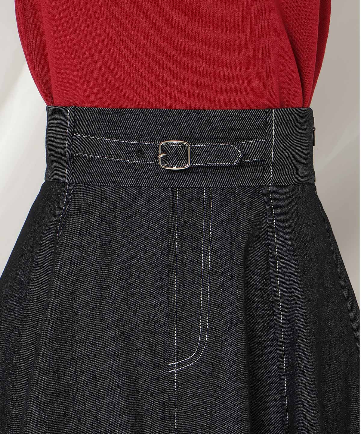 ベルトデザインフレアスカート