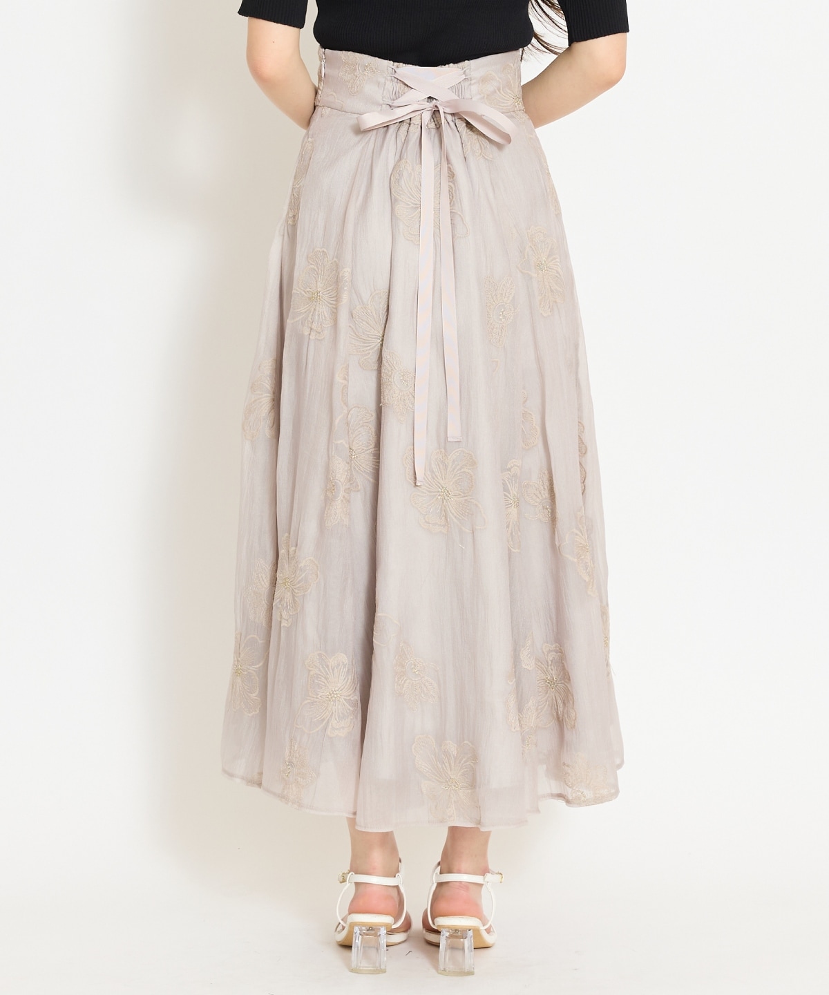 フラワー刺繍シアースカート