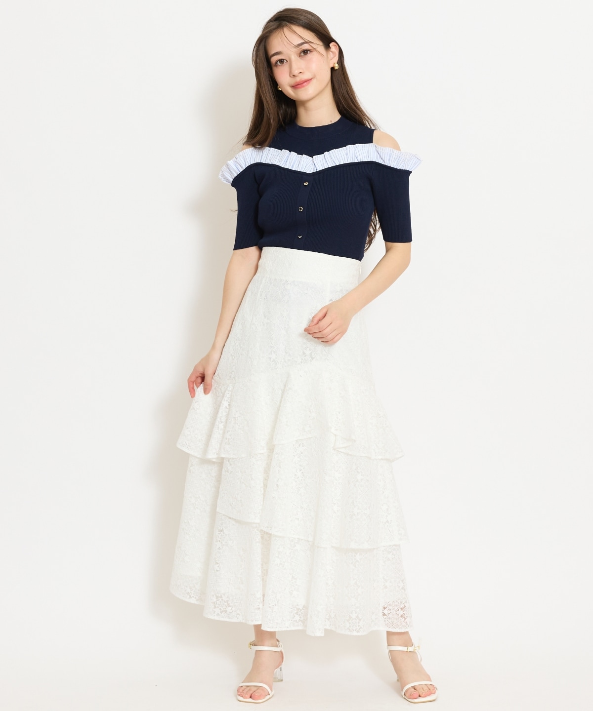 アシメティアードレーススカート