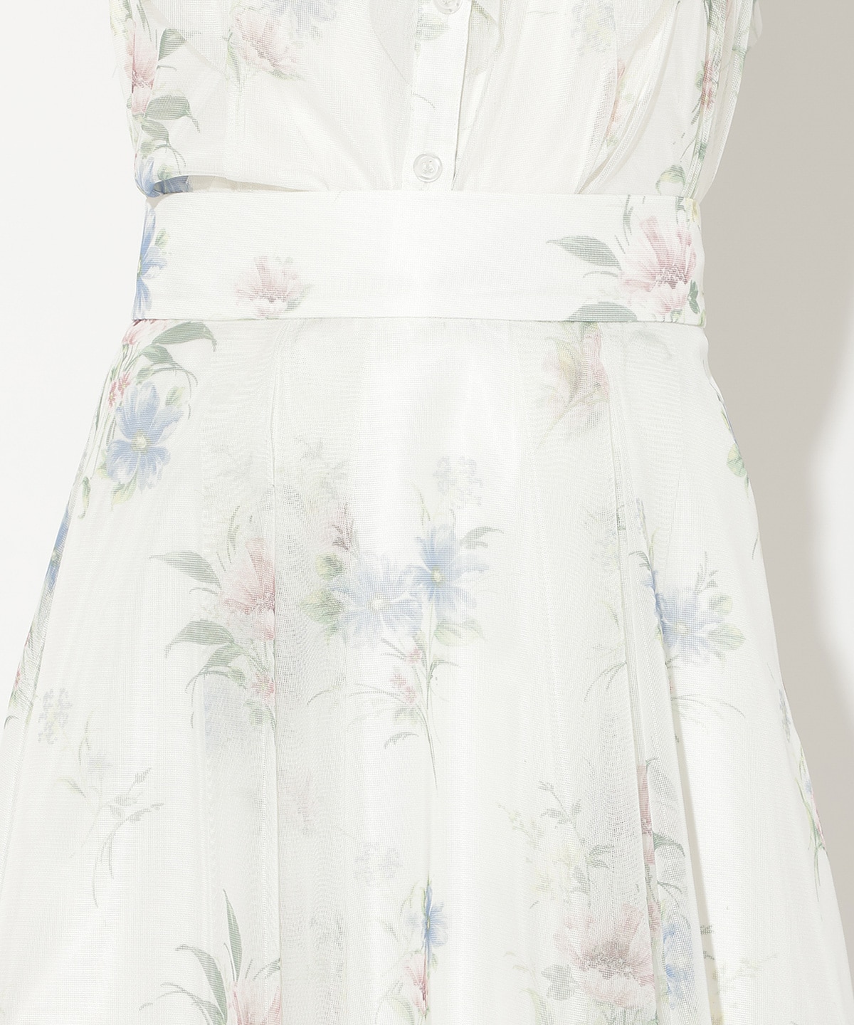 フラワーメッシュタックフレアスカート