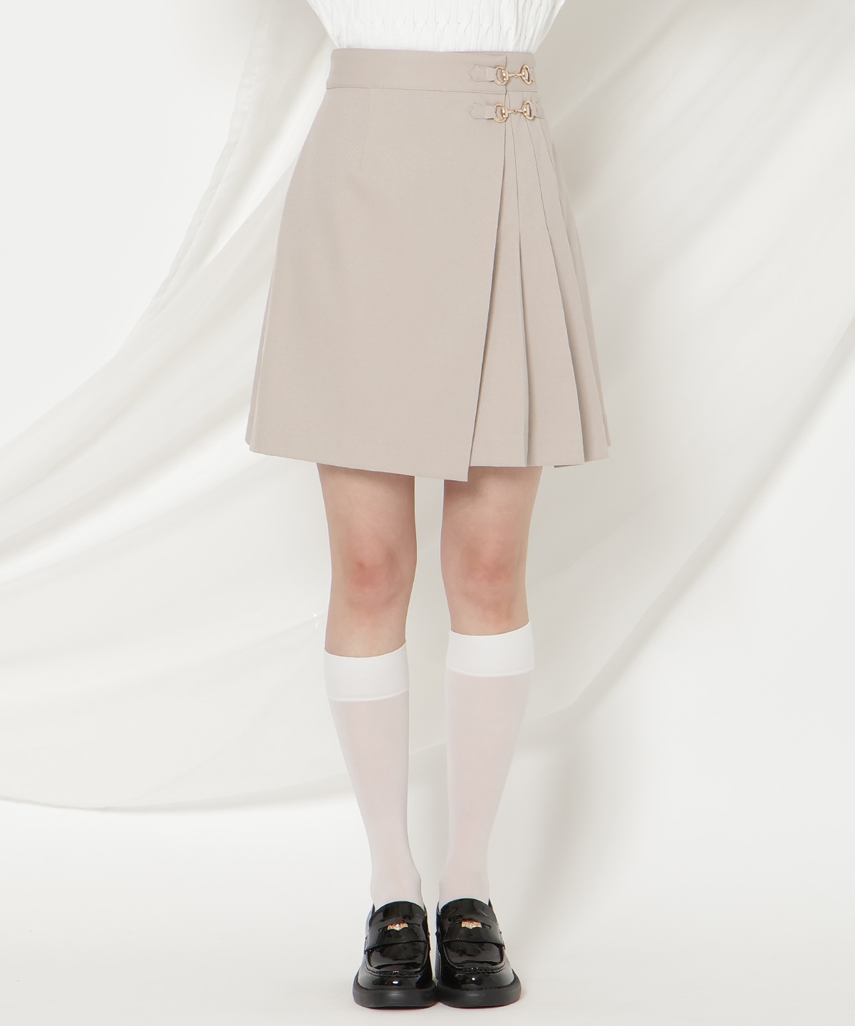 ビットデザインプリーツミニスカパン