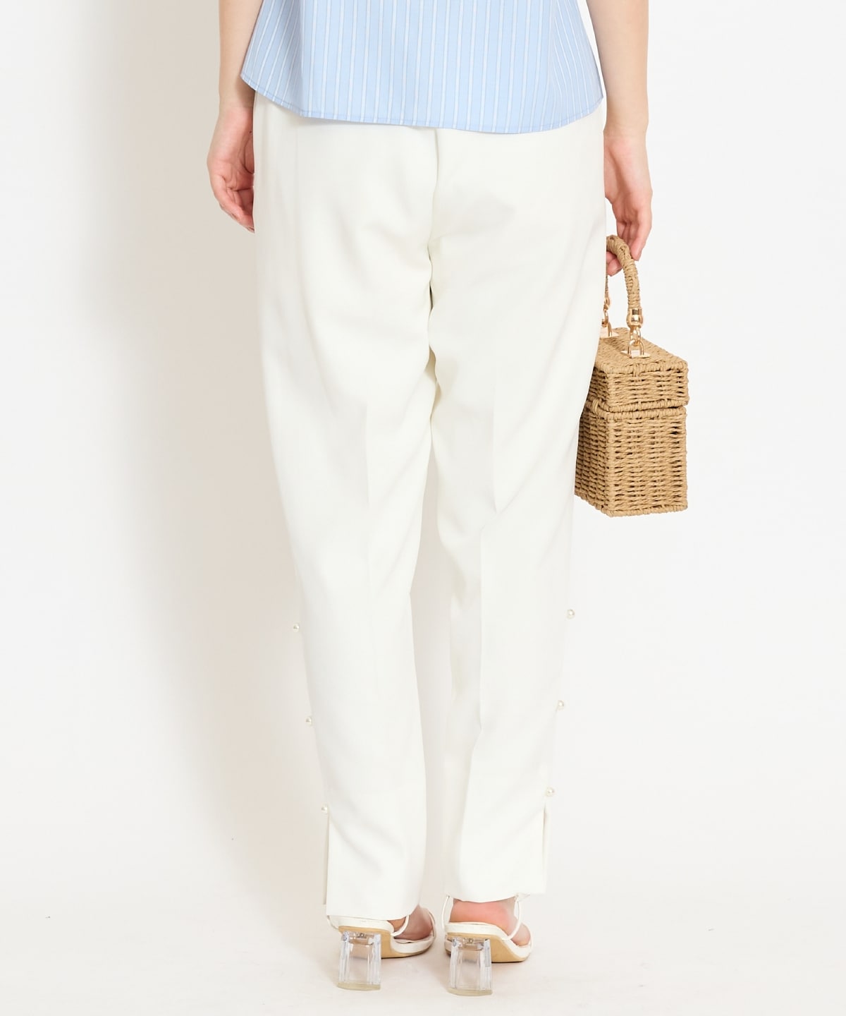 パールデザインテーパードパンツ