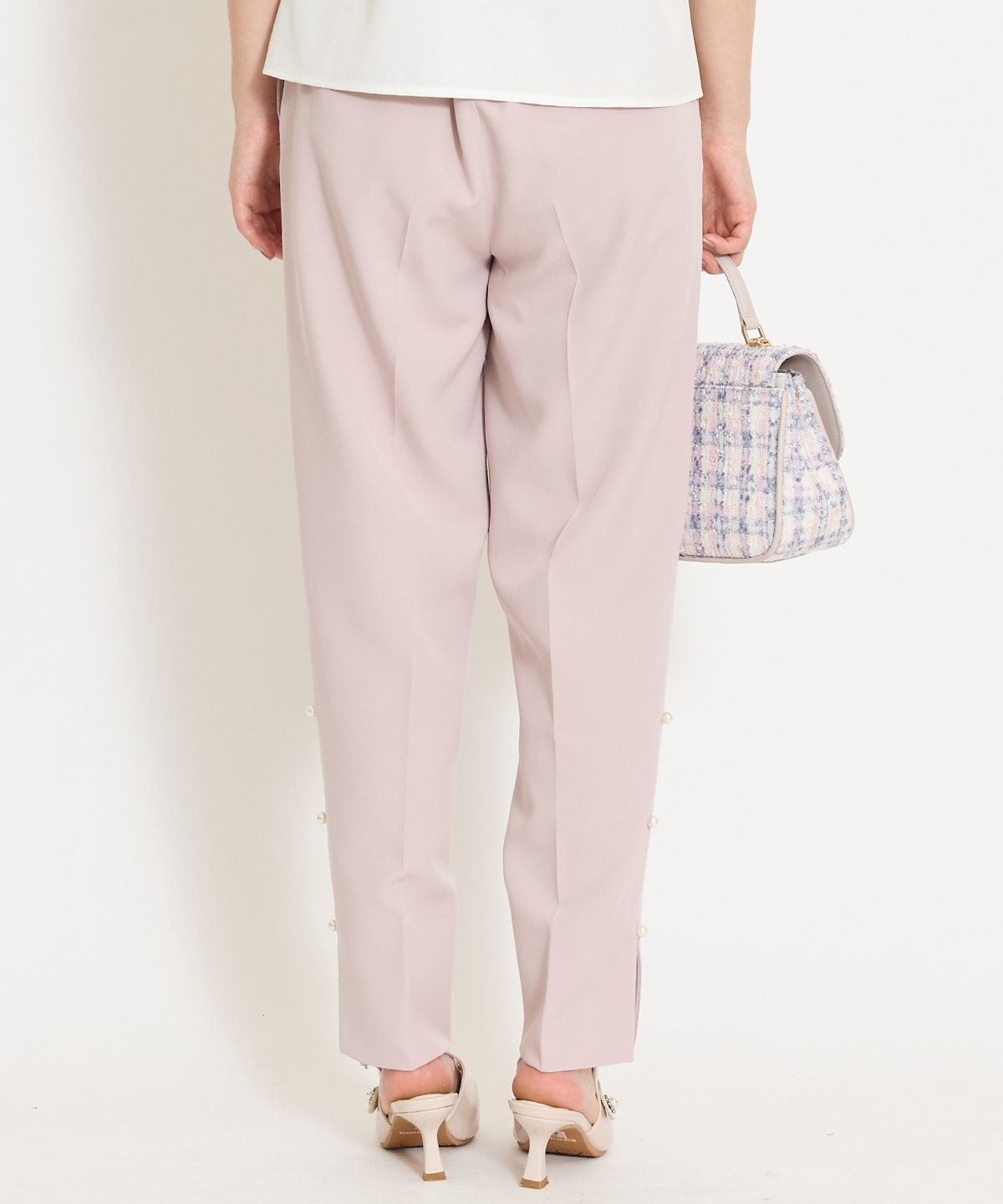 パールデザインテーパードパンツ