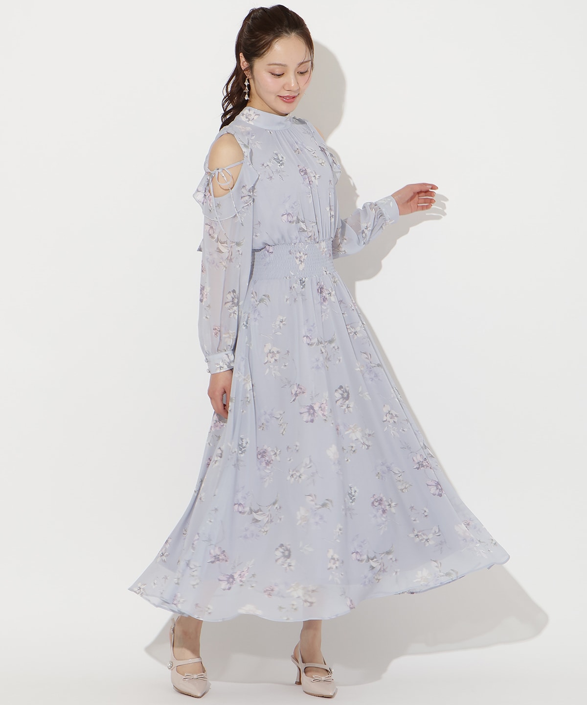 【2/27(fri)発売】フラワープリントフリルスリーブワンピース