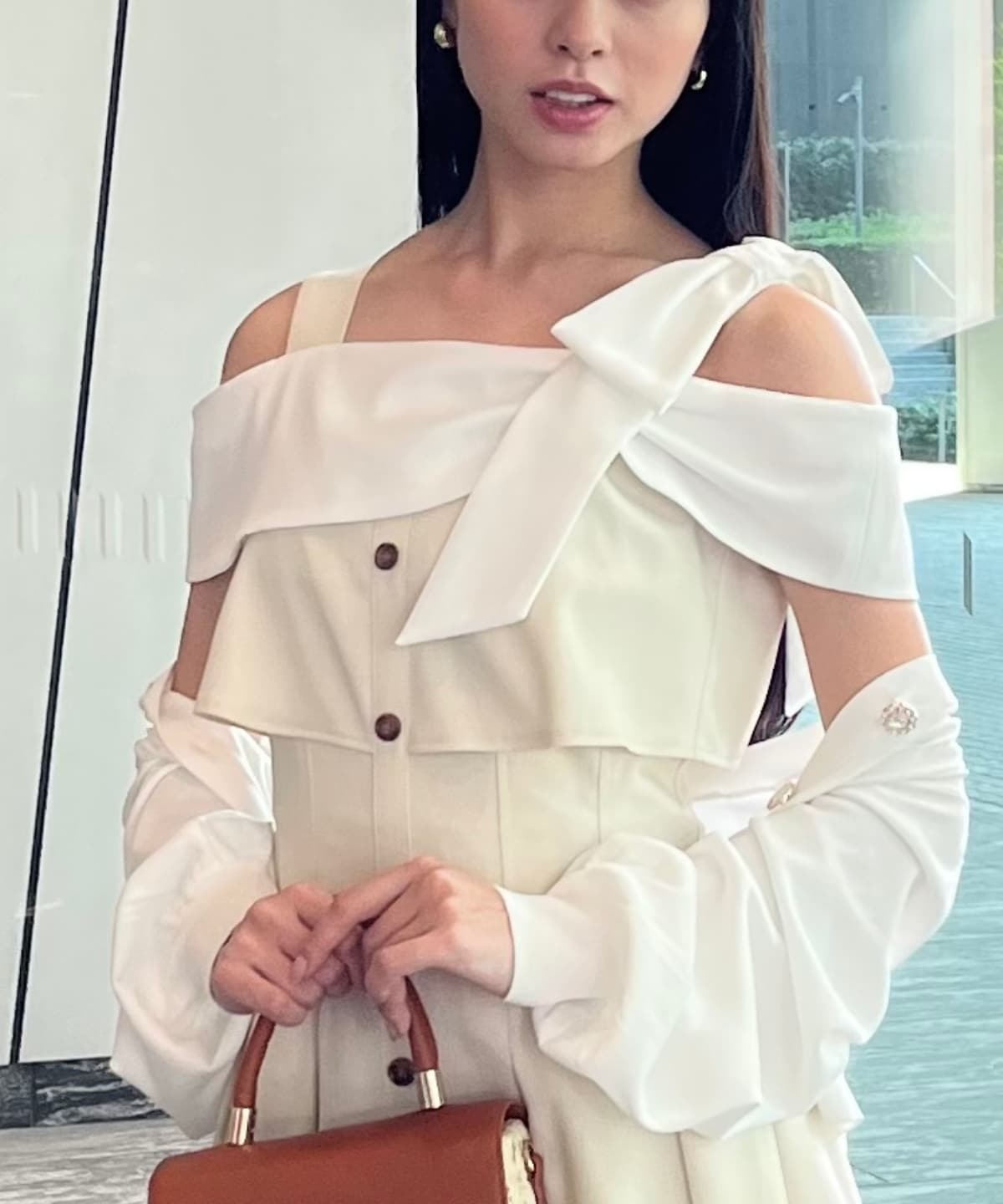 アシメリボンレイヤードワンピース