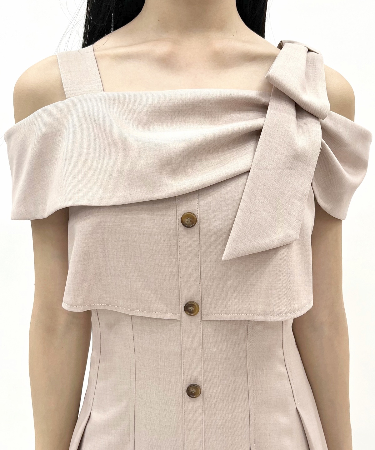 アシメリボンレイヤードワンピース