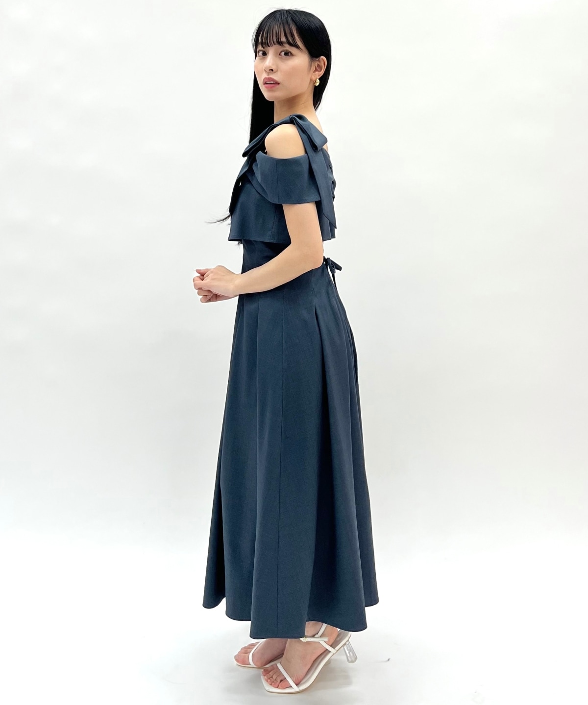 アシメリボンレイヤードワンピース