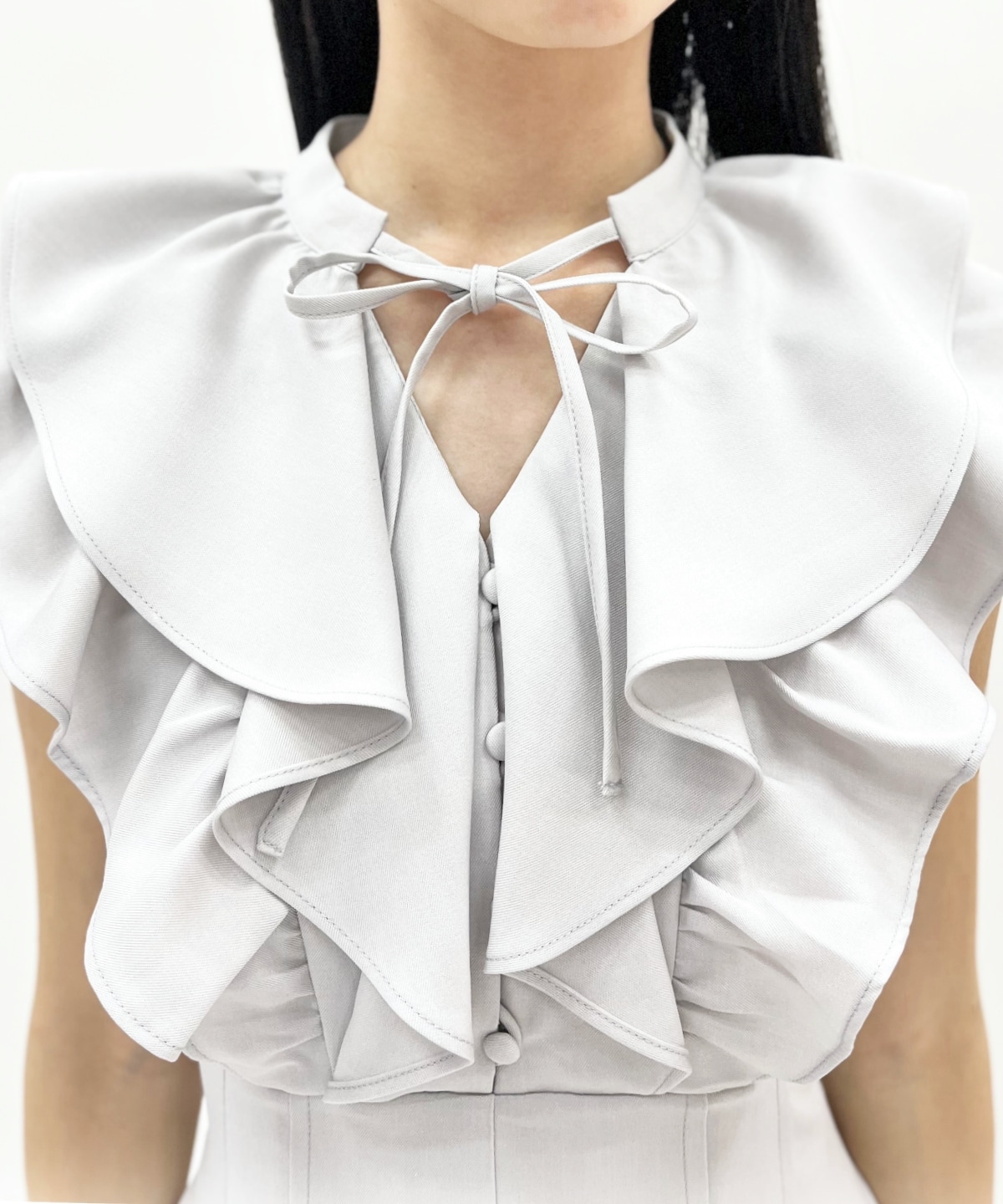 ナローリボンラッフルフリルワンピース