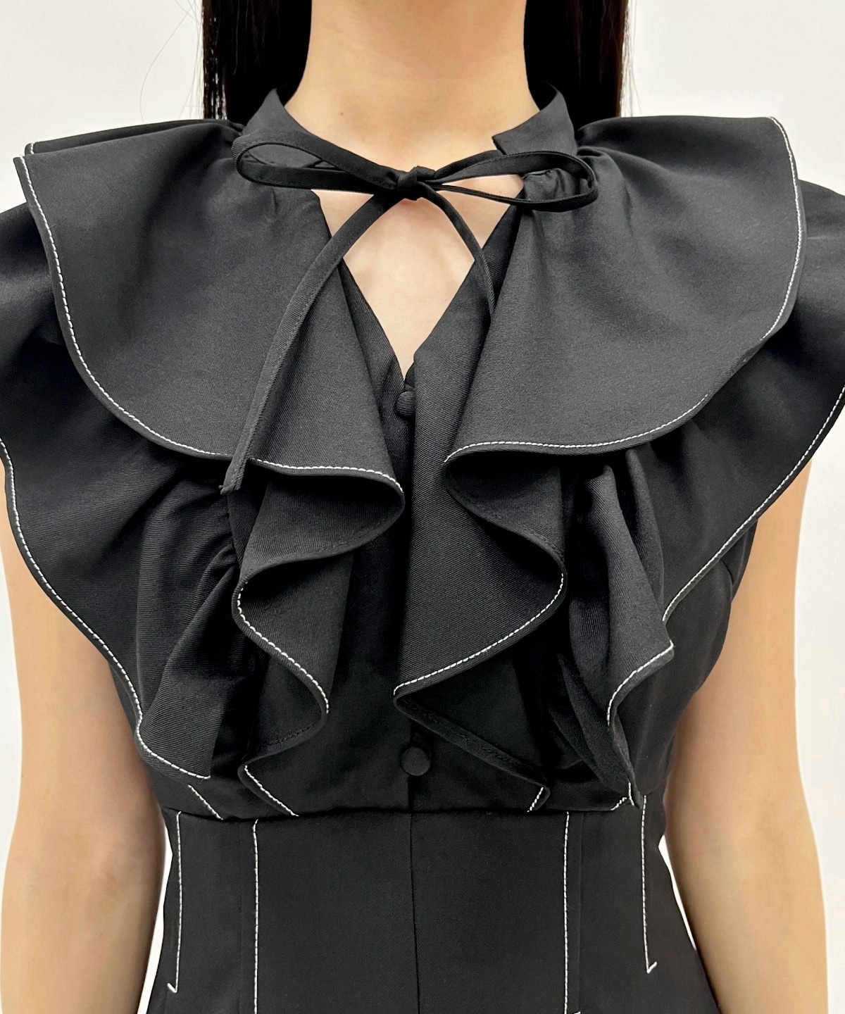 ナローリボンラッフルフリルワンピース