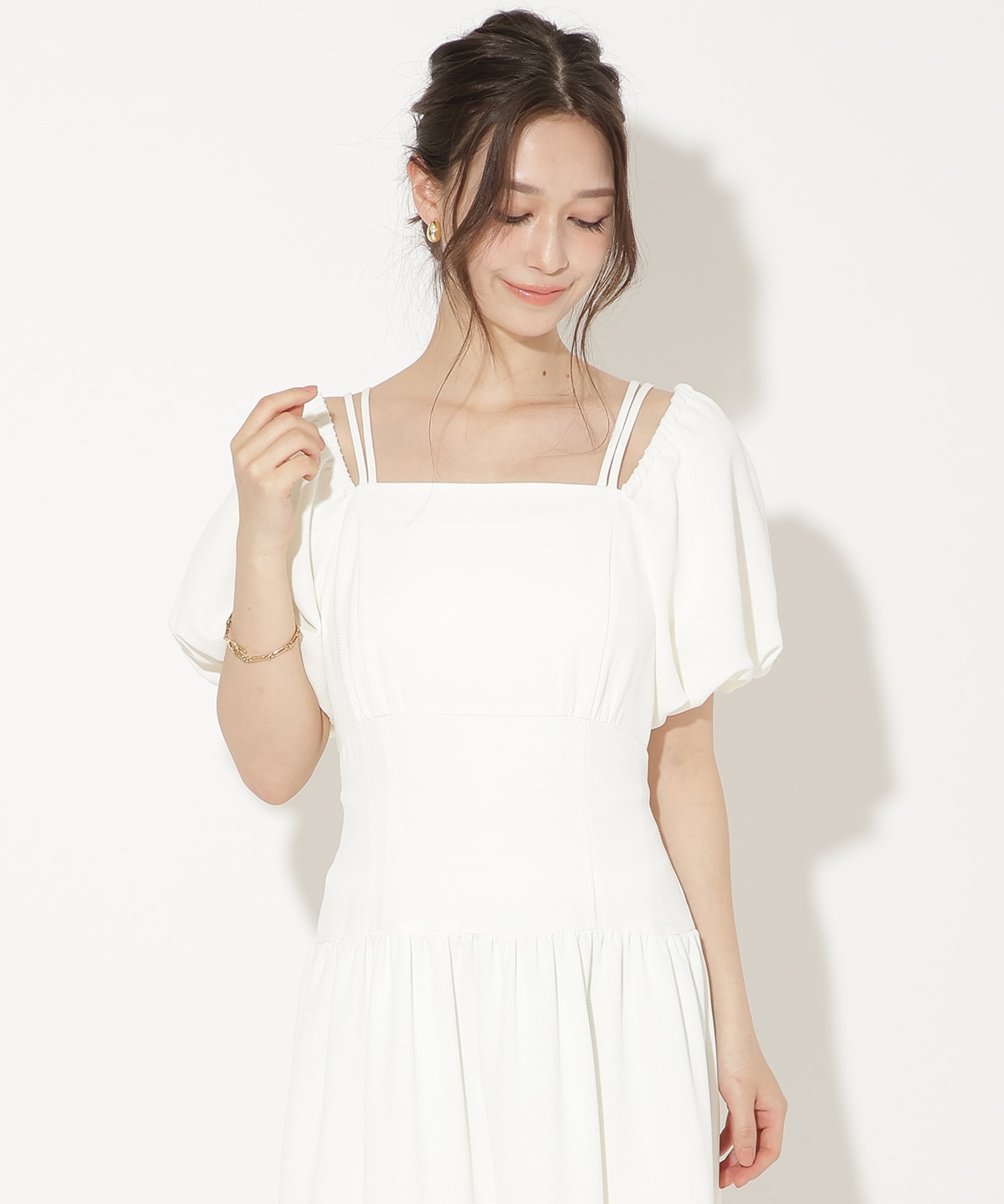 2WAYスリーブティアードワンピース