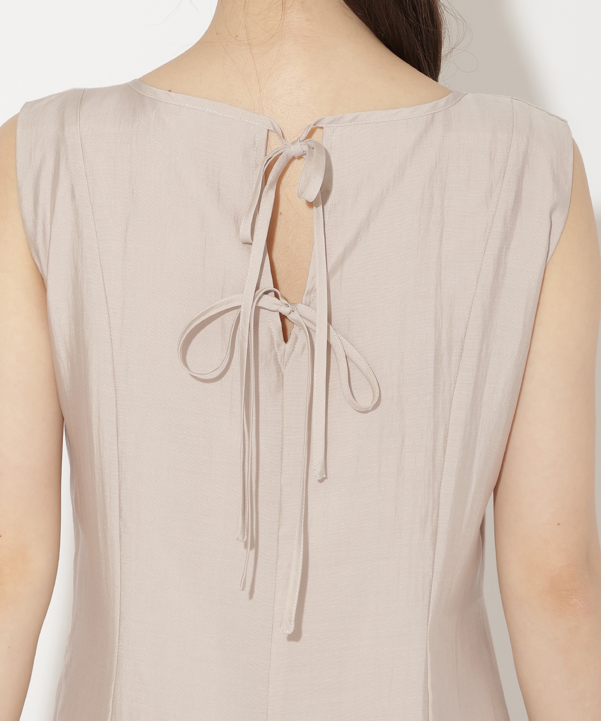 バックリボンノースリーブAラインワンピース